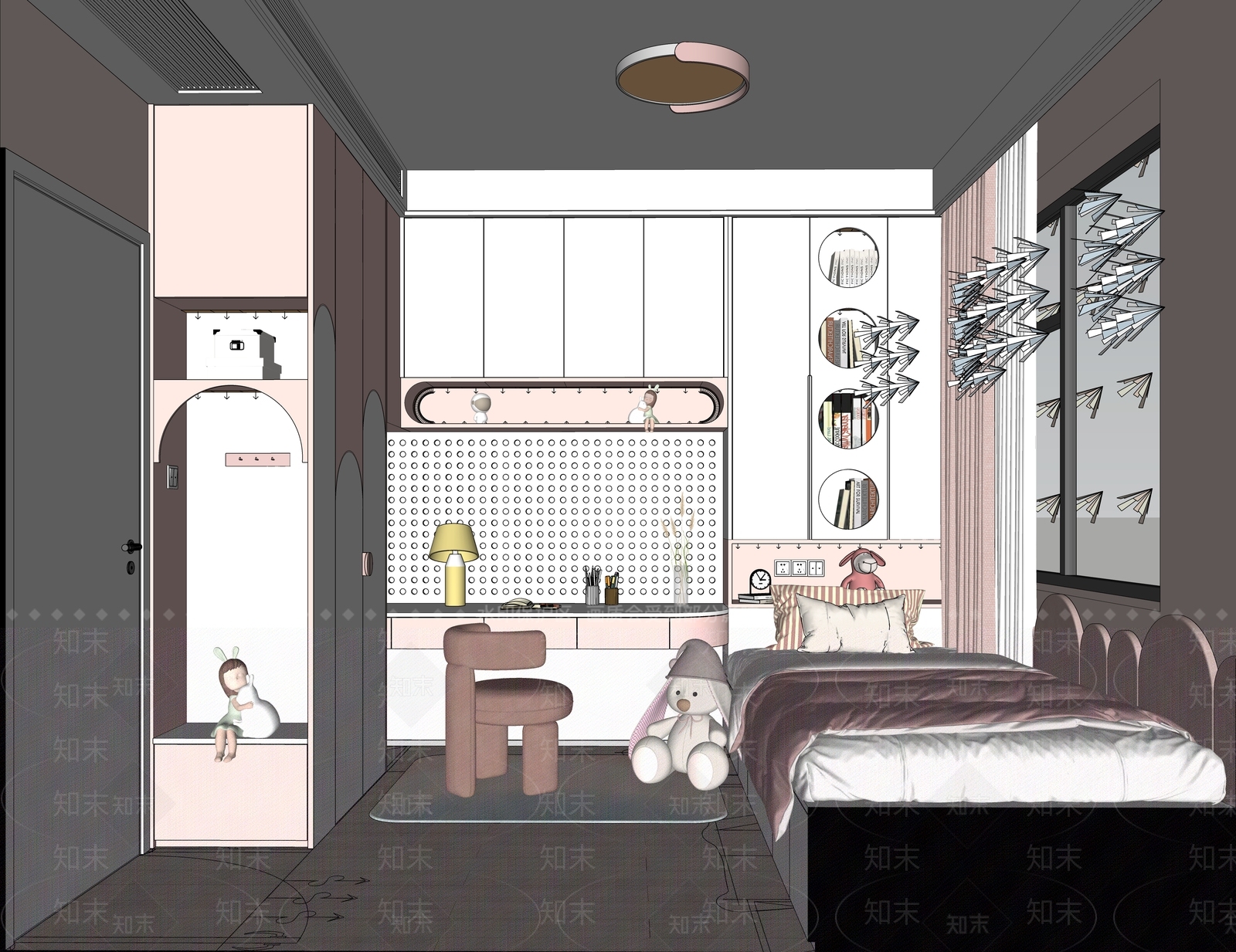 现代榻榻米卧室SU模型下载【ID:1154429539】