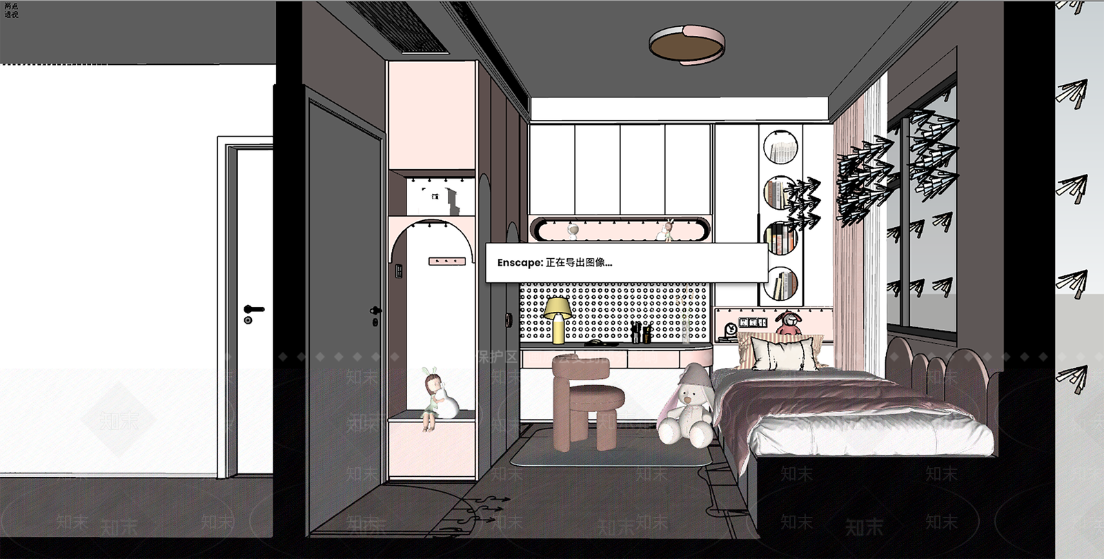 现代榻榻米卧室SU模型下载【ID:1154429539】