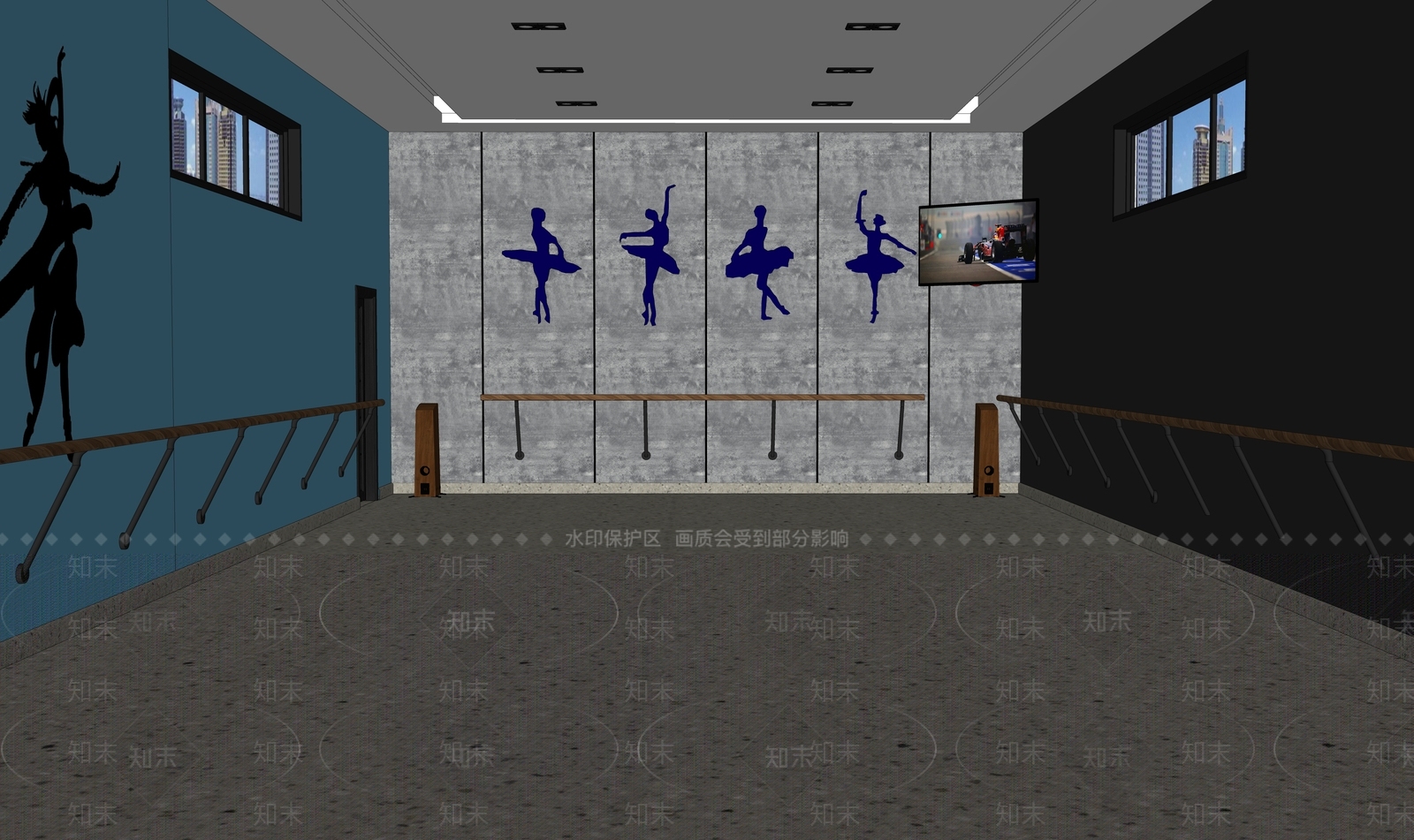 现代瑜伽教室SU模型下载【ID:1154430048】
