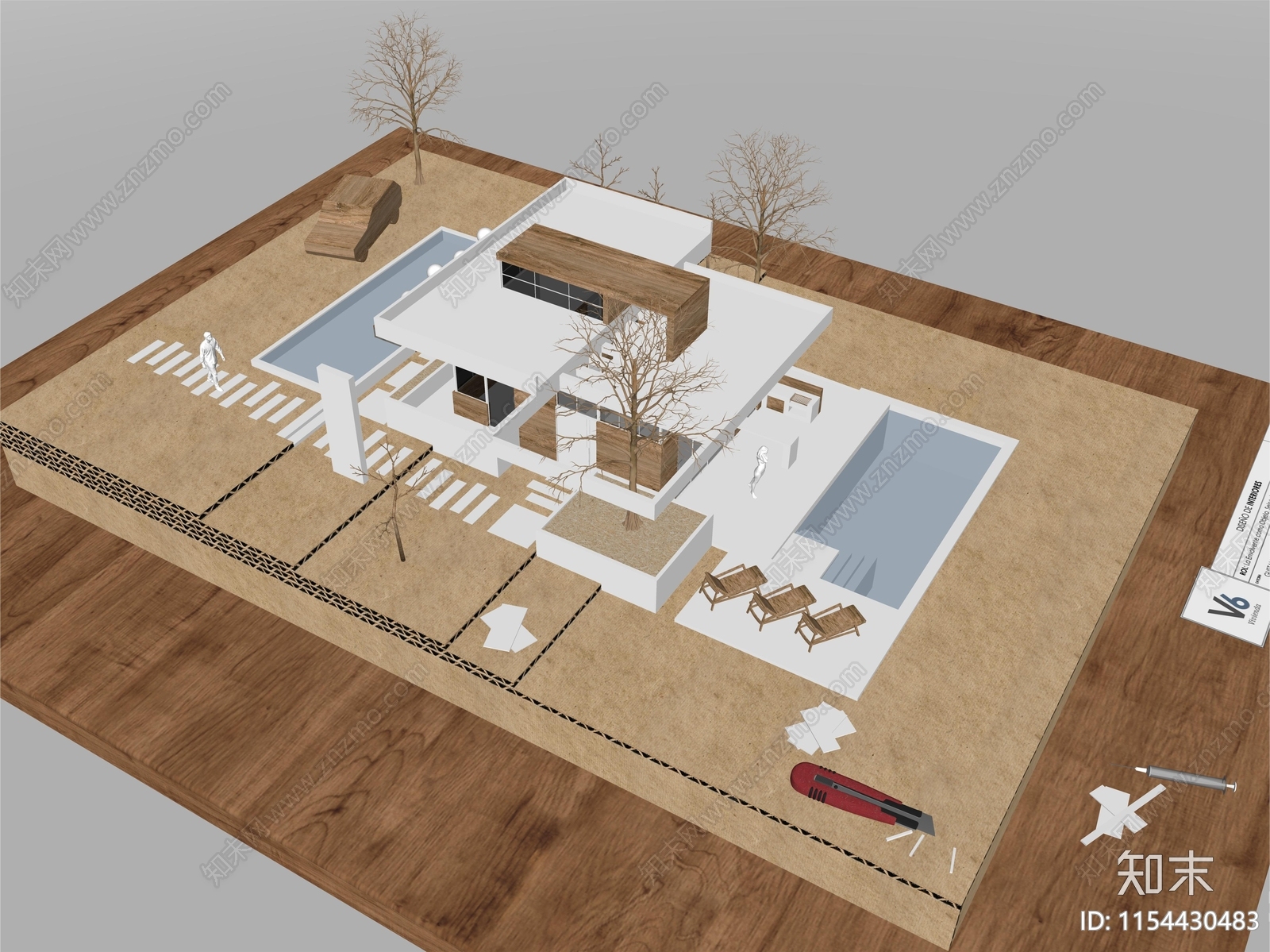 现代建筑手工素材SU模型下载【ID:1154430483】