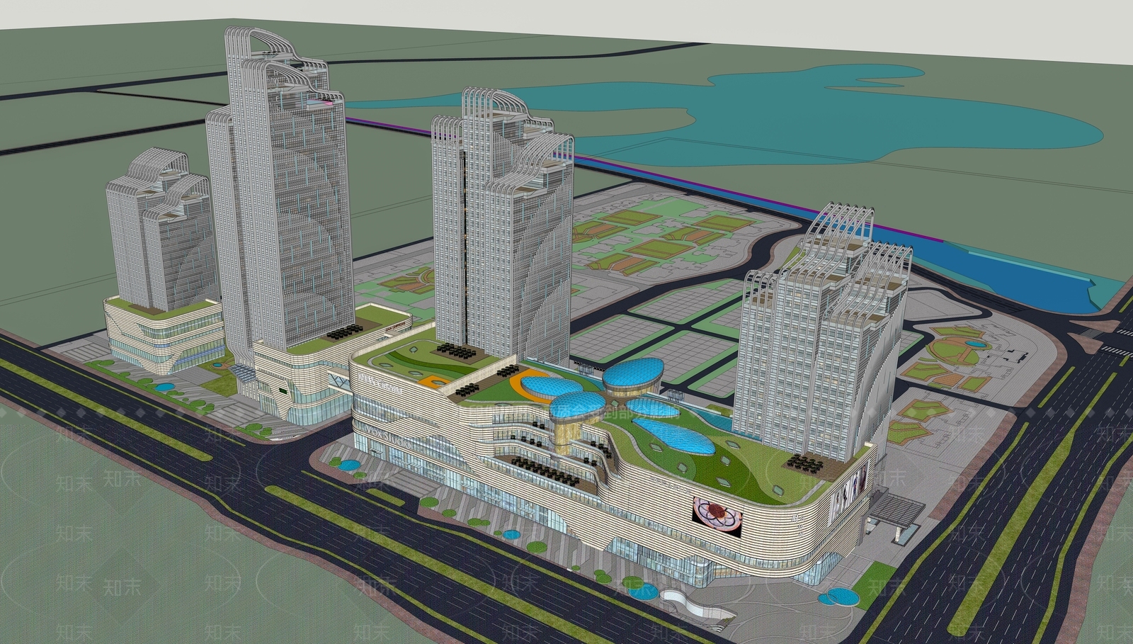 现代办公公寓酒店商业综合体SU模型下载【ID:1154430704】