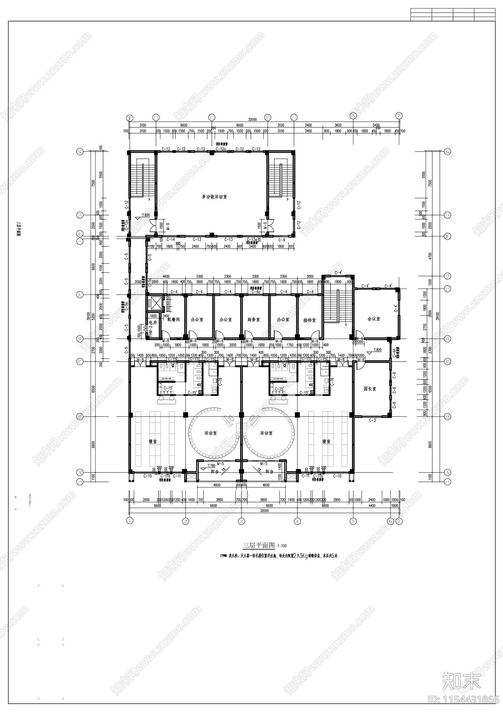 幼儿园建筑cad施工图下载【ID:1154431866】