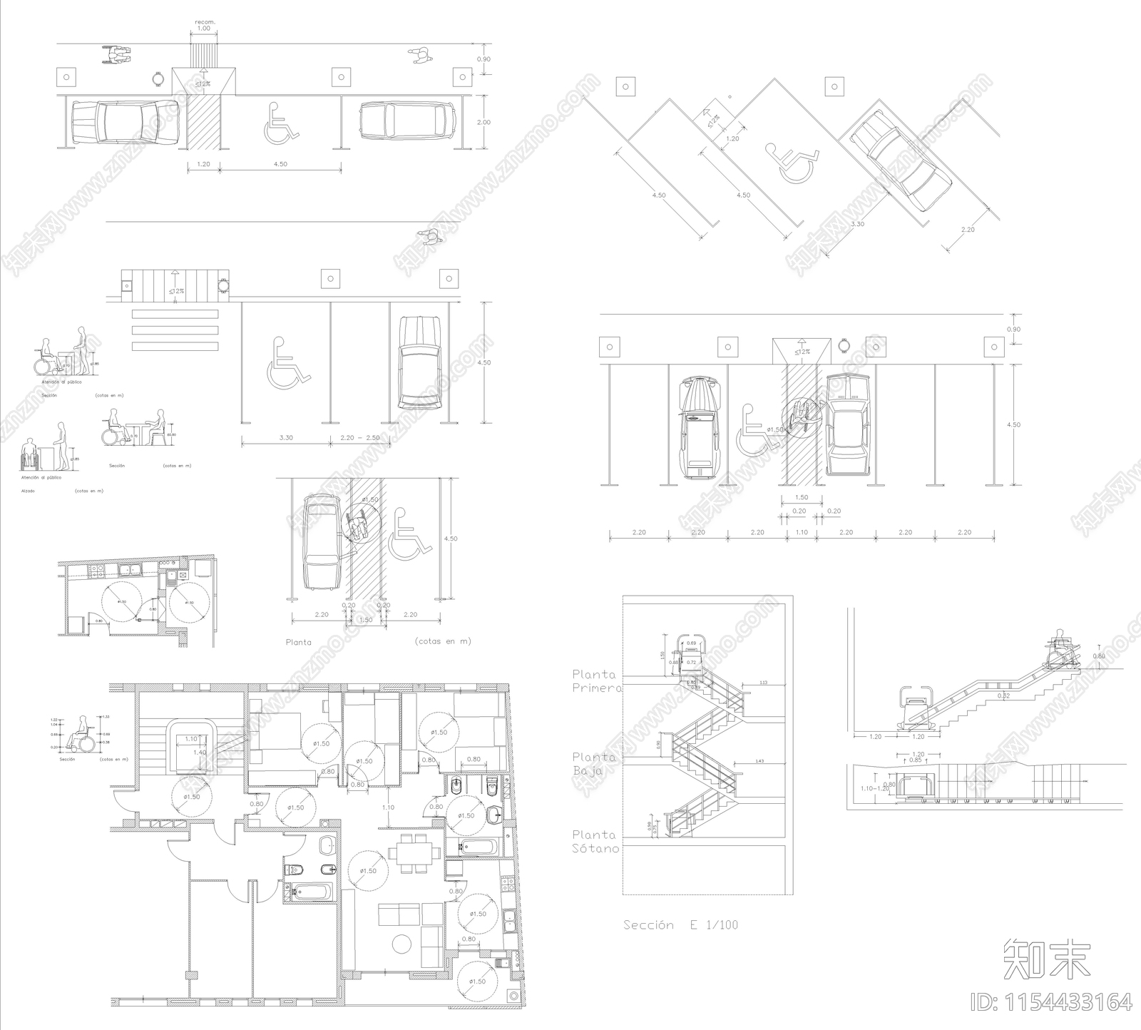 2024残疾人设施图库cad施工图下载【ID:1154433164】