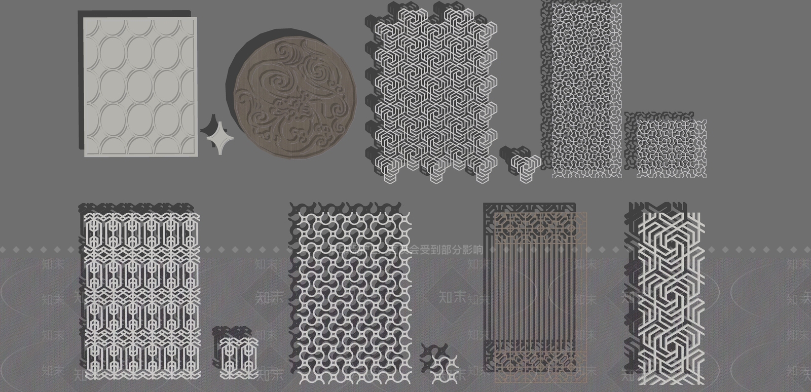 中式窗花屏风SU模型下载【ID:1154439182】