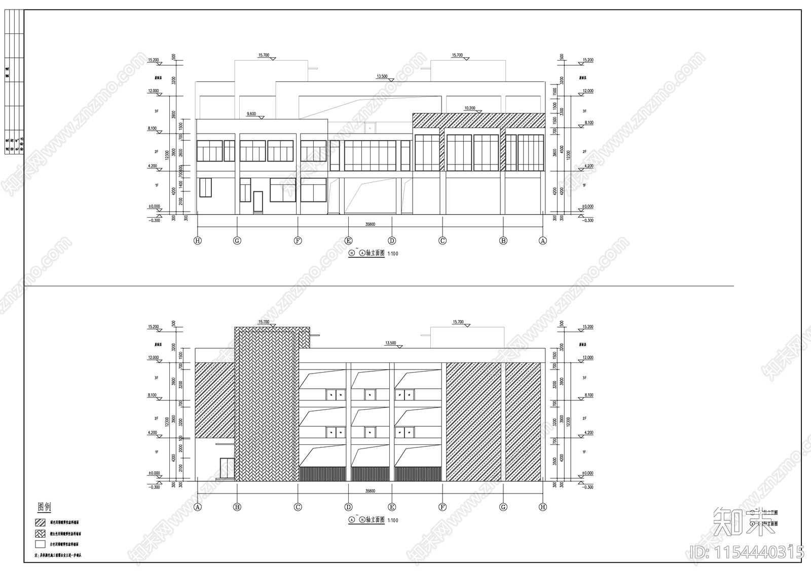 回字形现代风格幼儿园建施图cad施工图下载【ID:1154440315】