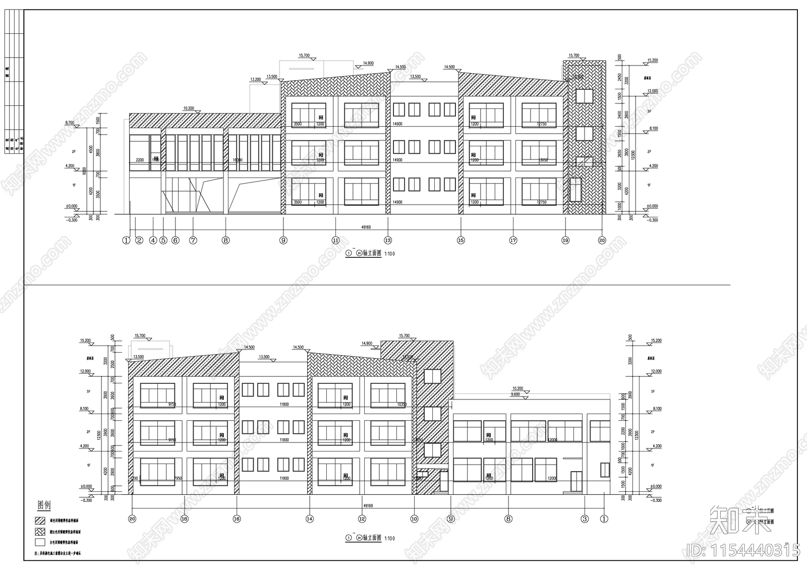 回字形现代风格幼儿园建施图cad施工图下载【ID:1154440315】