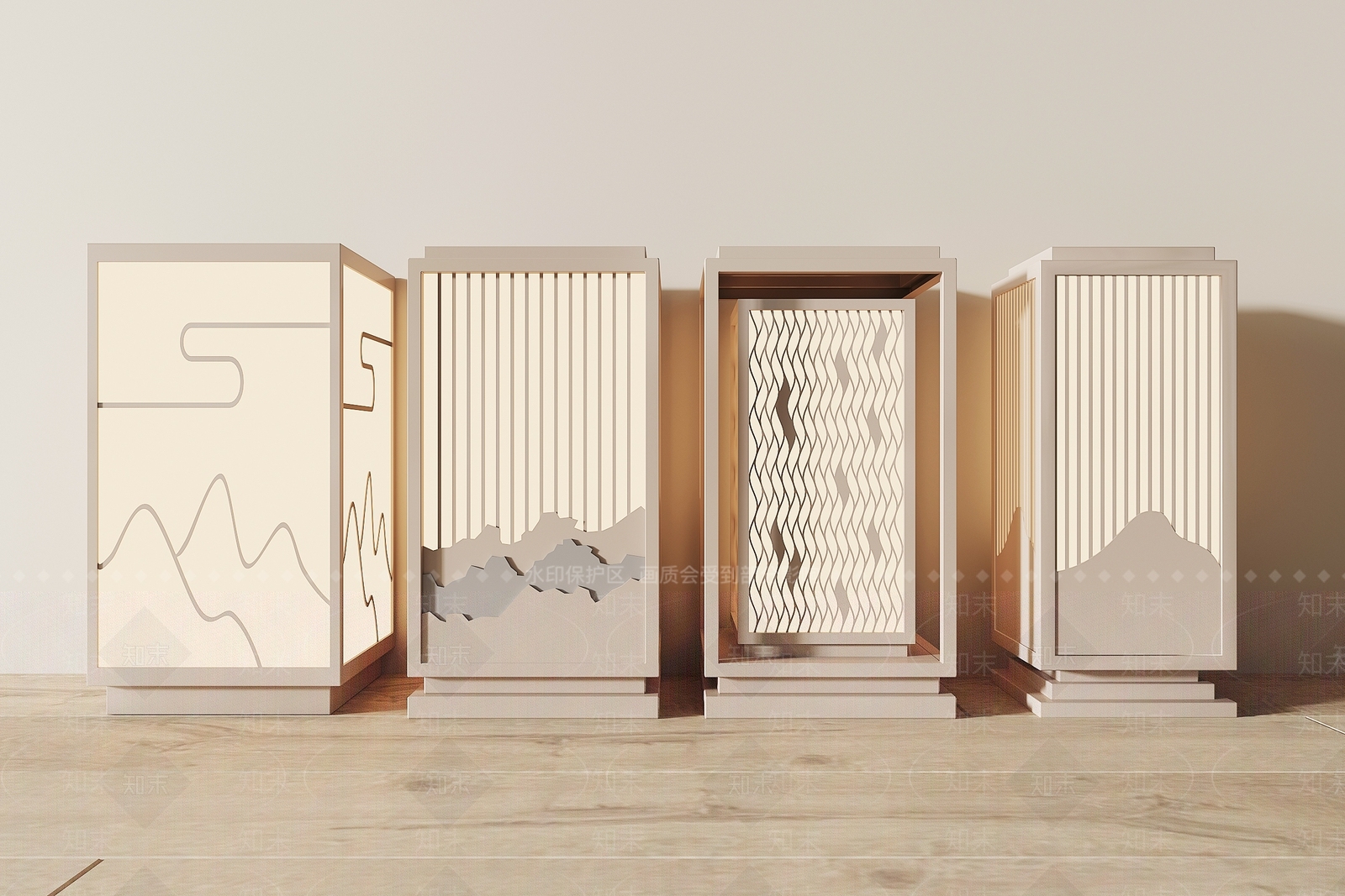 新中式庭院地灯SU模型下载【ID:1154440908】