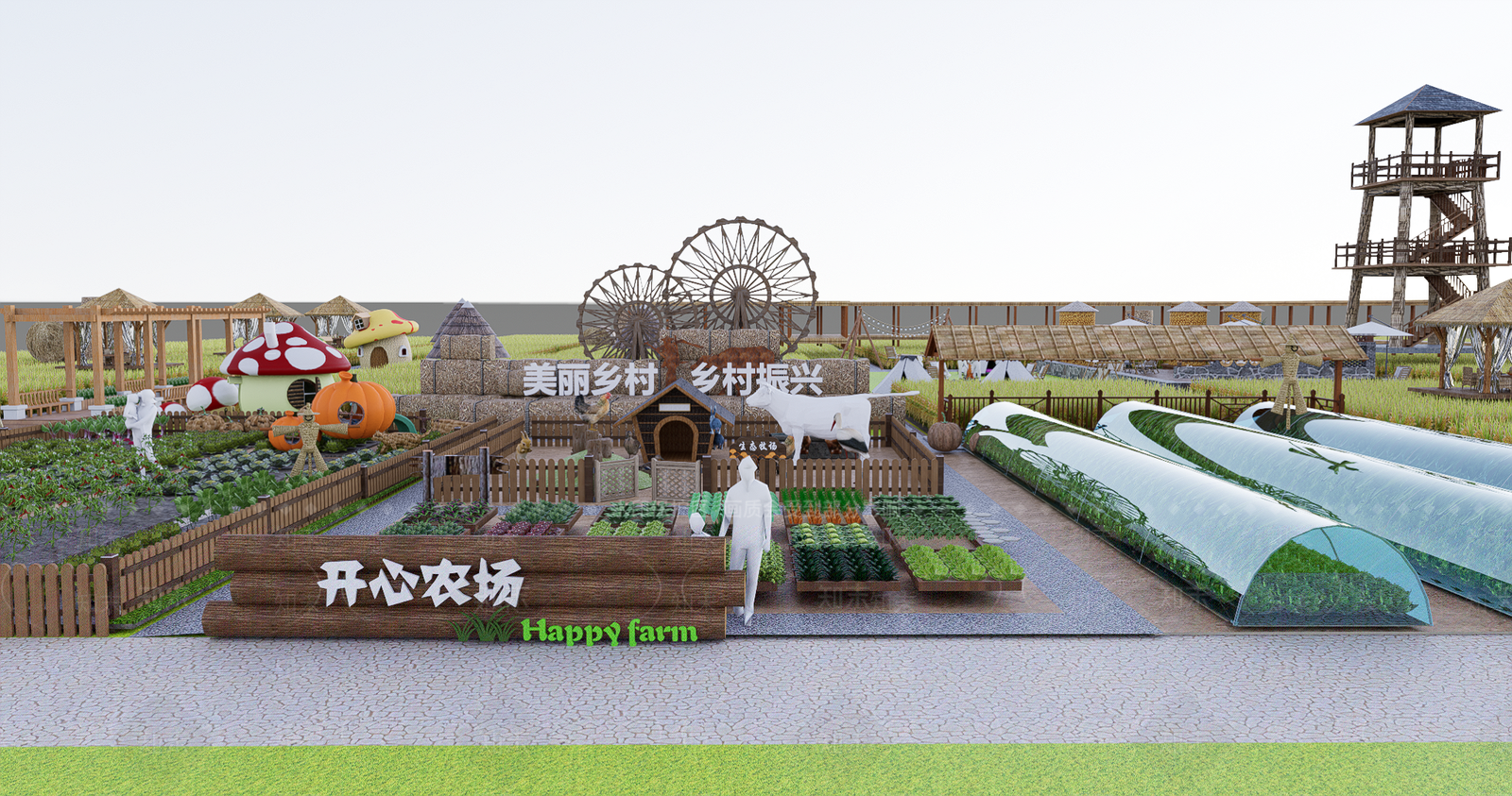现代生态稻田农场SU模型下载【ID:1154442385】