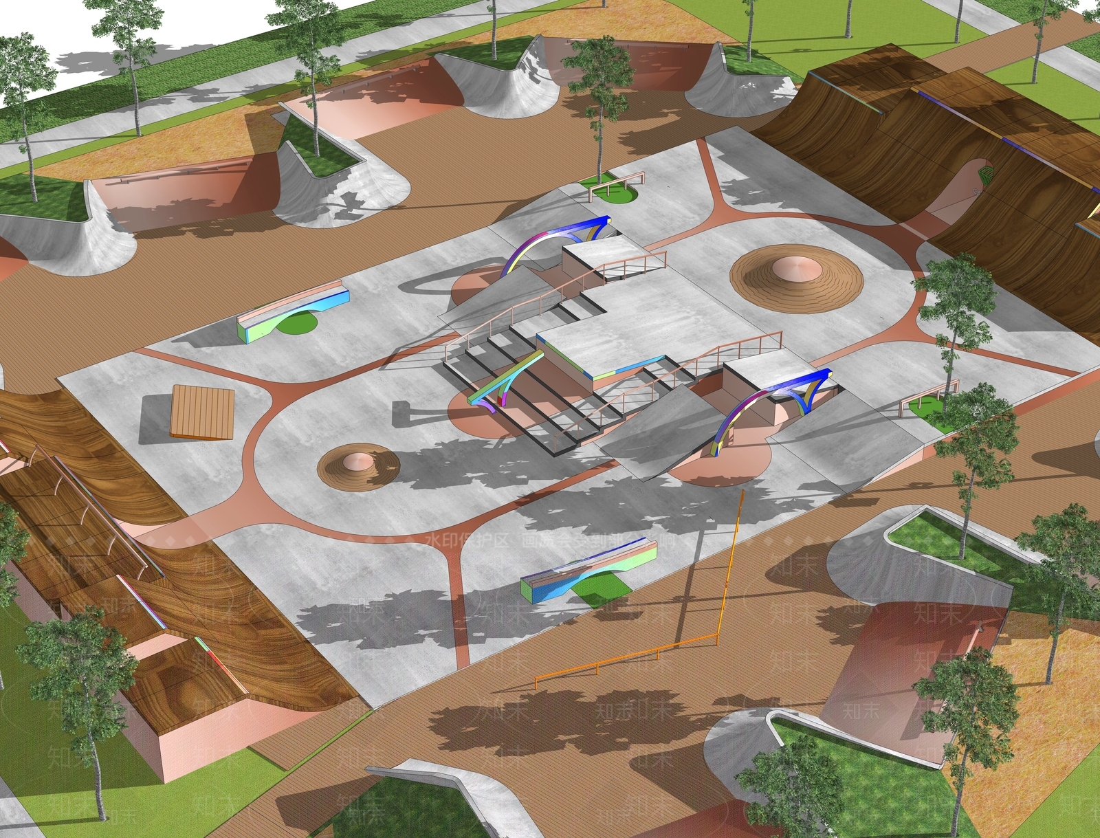 现代滑板场SU模型下载【ID:1154443557】