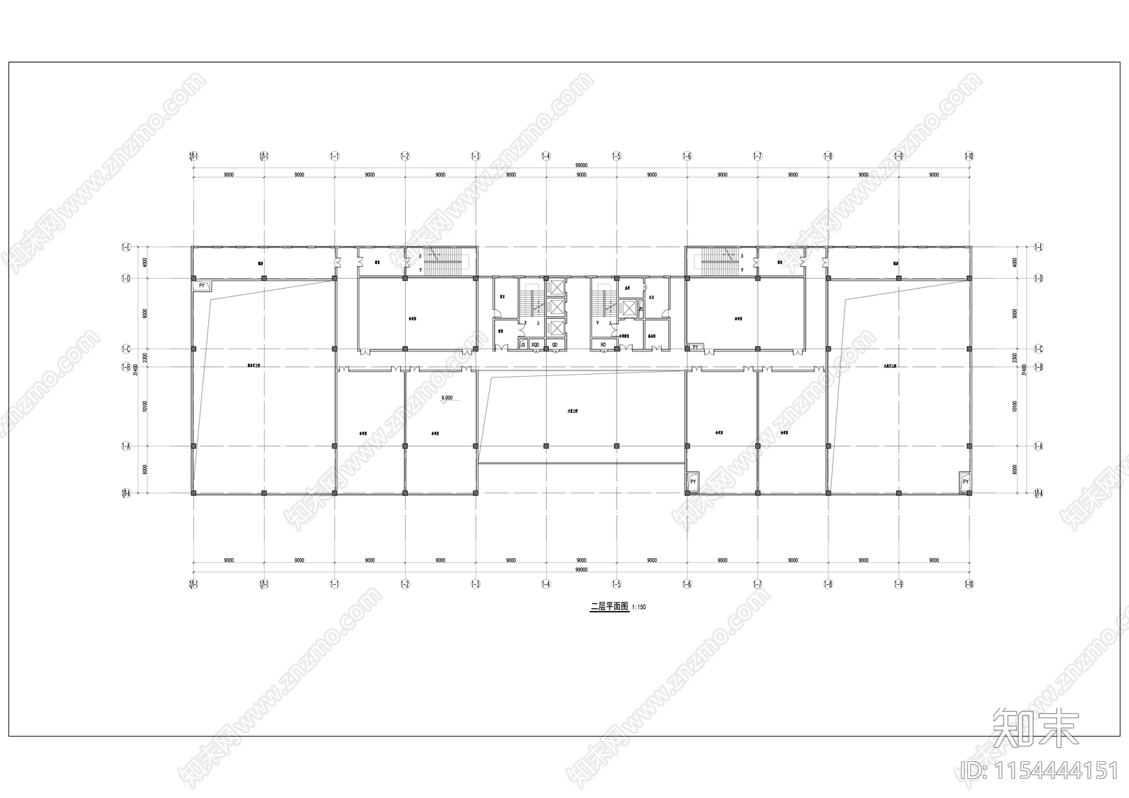 现代多层办公楼cad施工图下载【ID:1154444151】