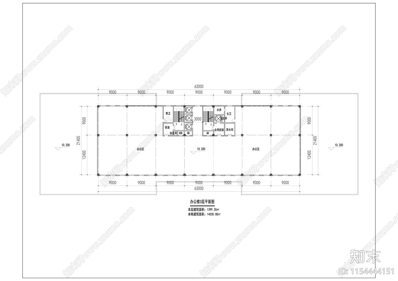 现代多层办公楼cad施工图下载【ID:1154444151】