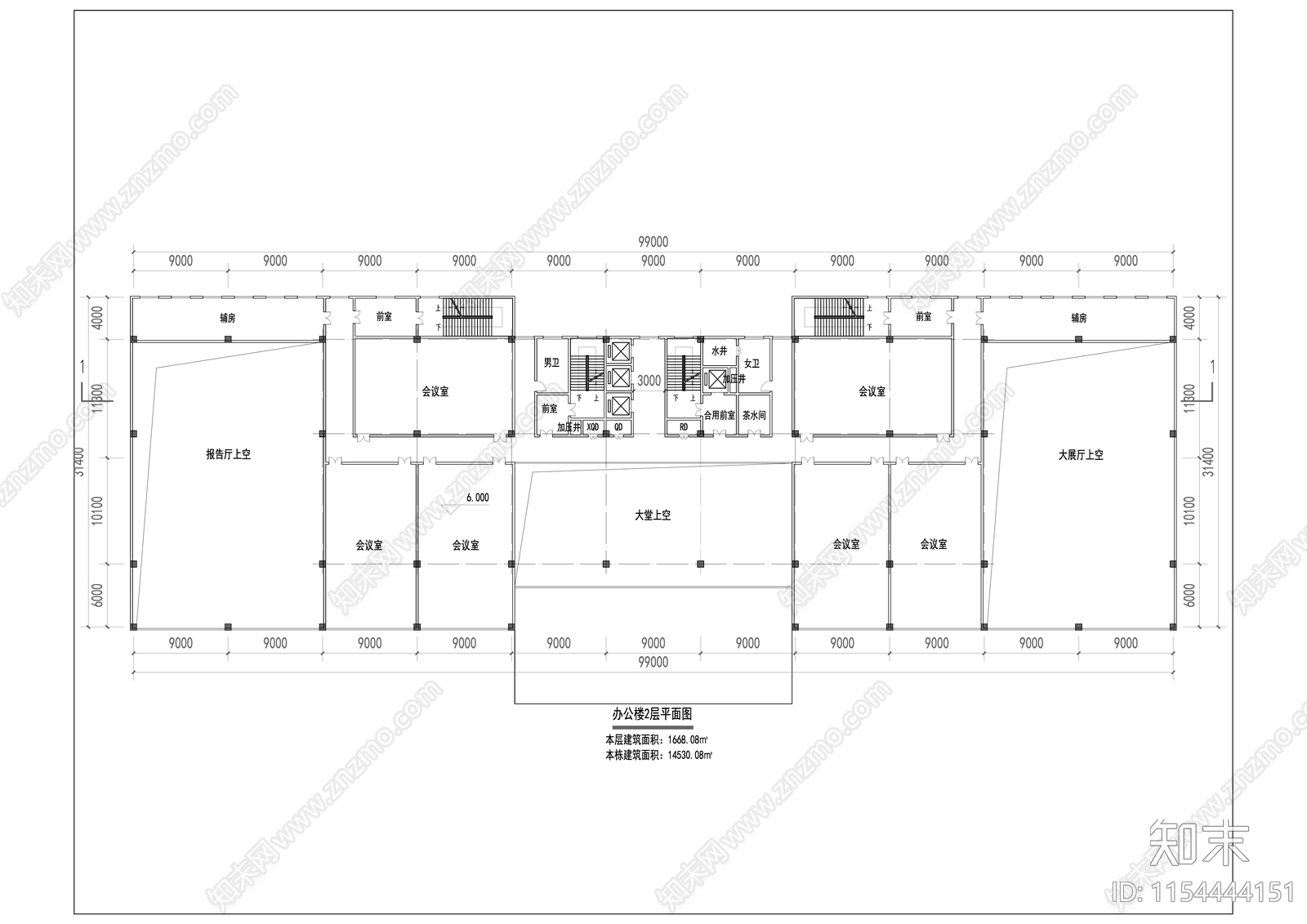 现代多层办公楼cad施工图下载【ID:1154444151】