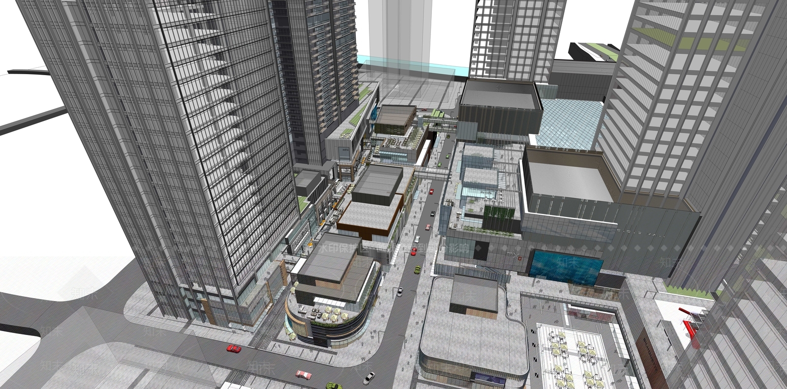 现代商业建筑SU模型下载【ID:1154444932】