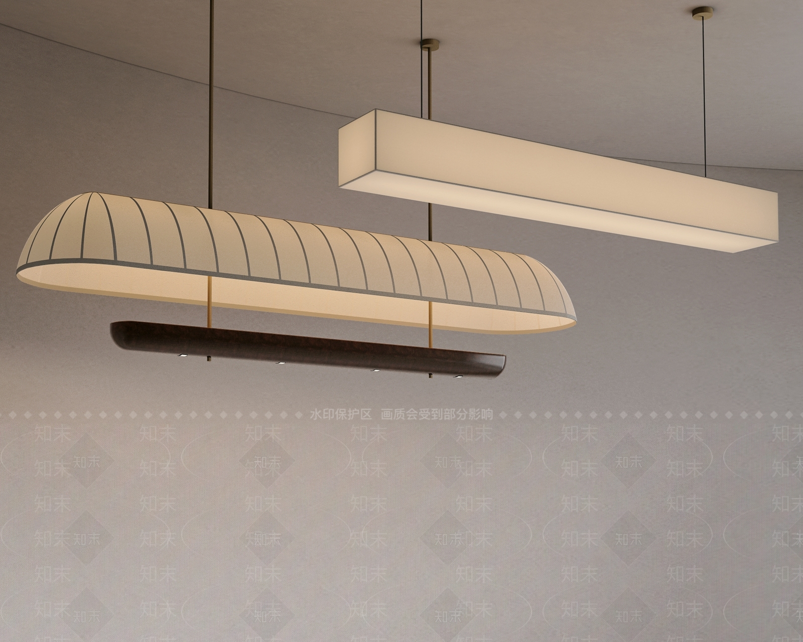 现代长形吊灯3D模型下载【ID:1154449487】