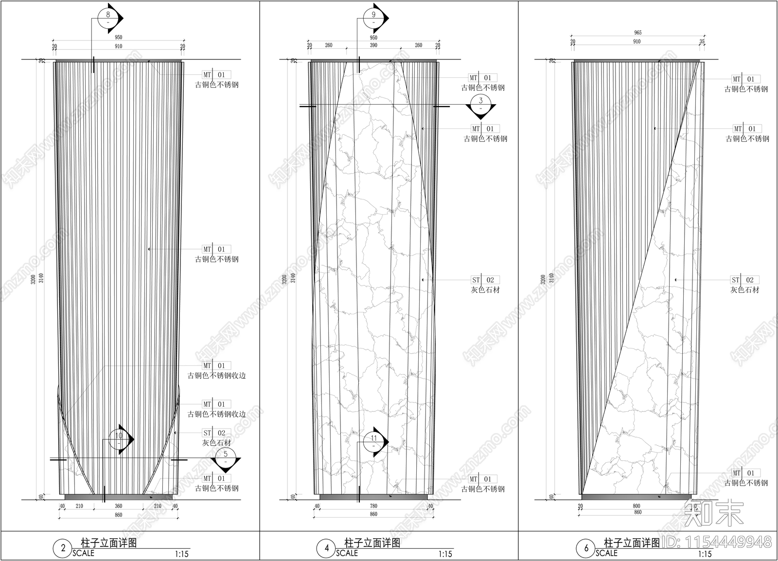 大理石包圆柱施工大样图施工图下载【ID:1154449948】