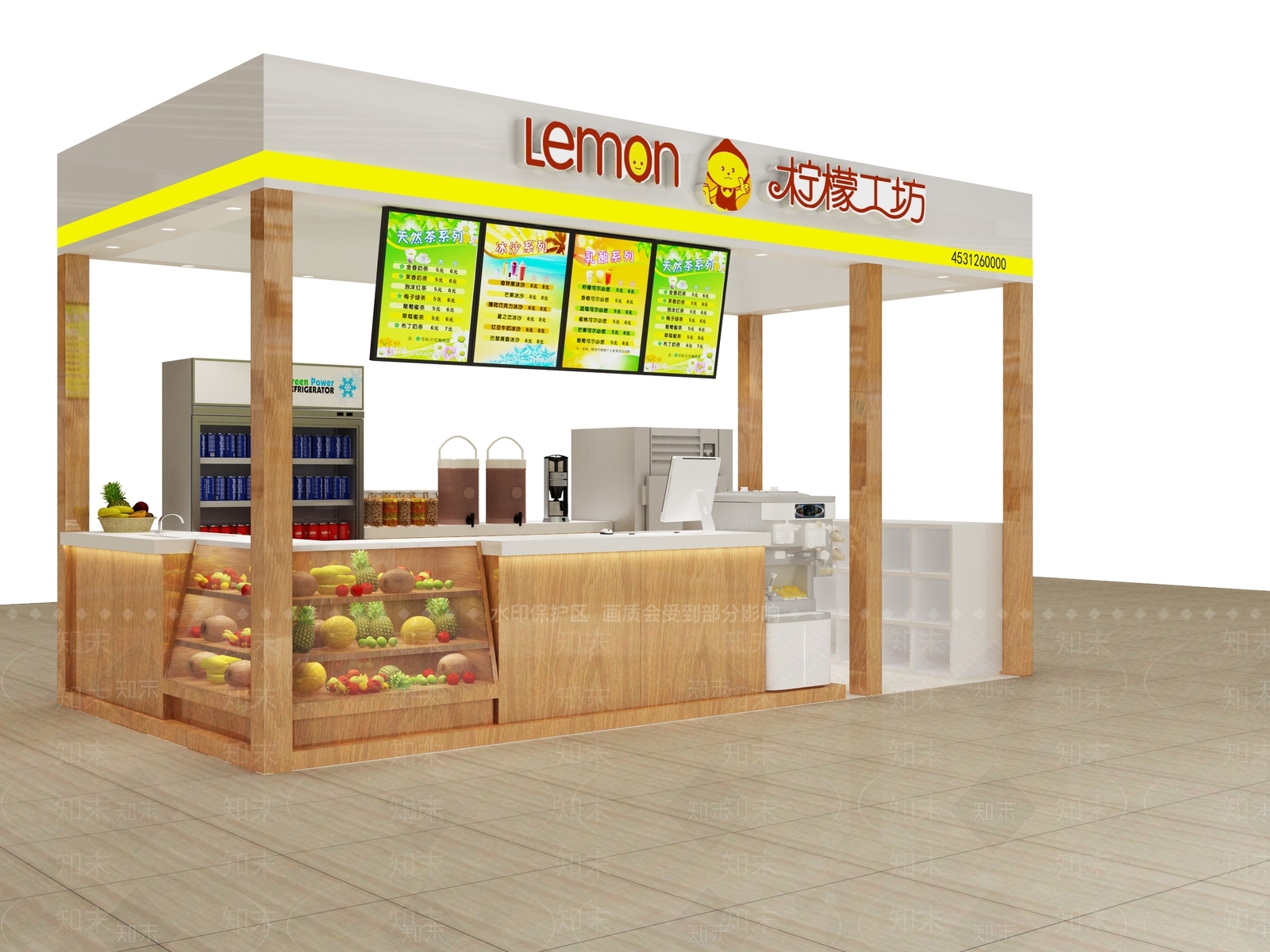 现代奶茶店3D模型下载【ID:1154451562】