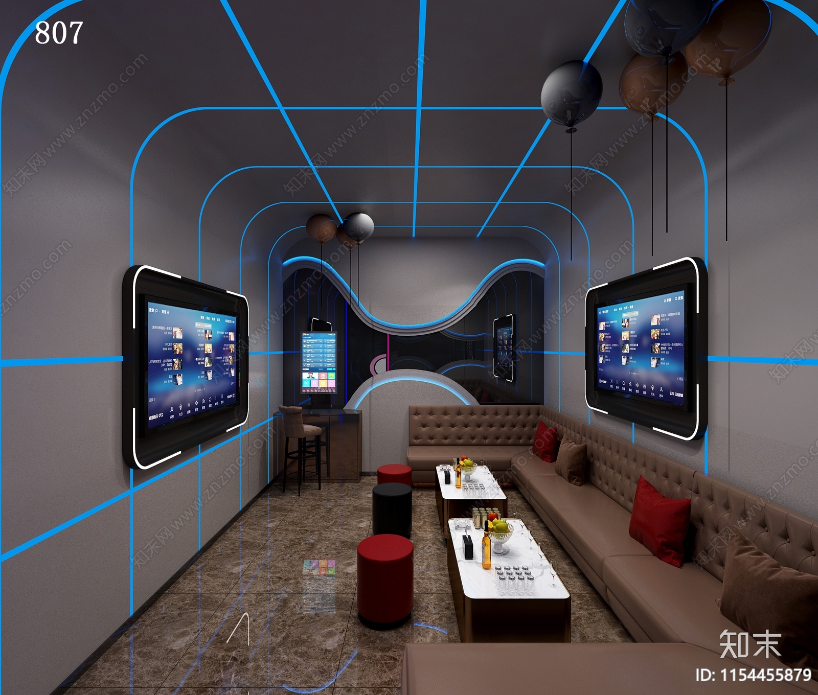 现代KTV包间3D模型下载【ID:1154455879】