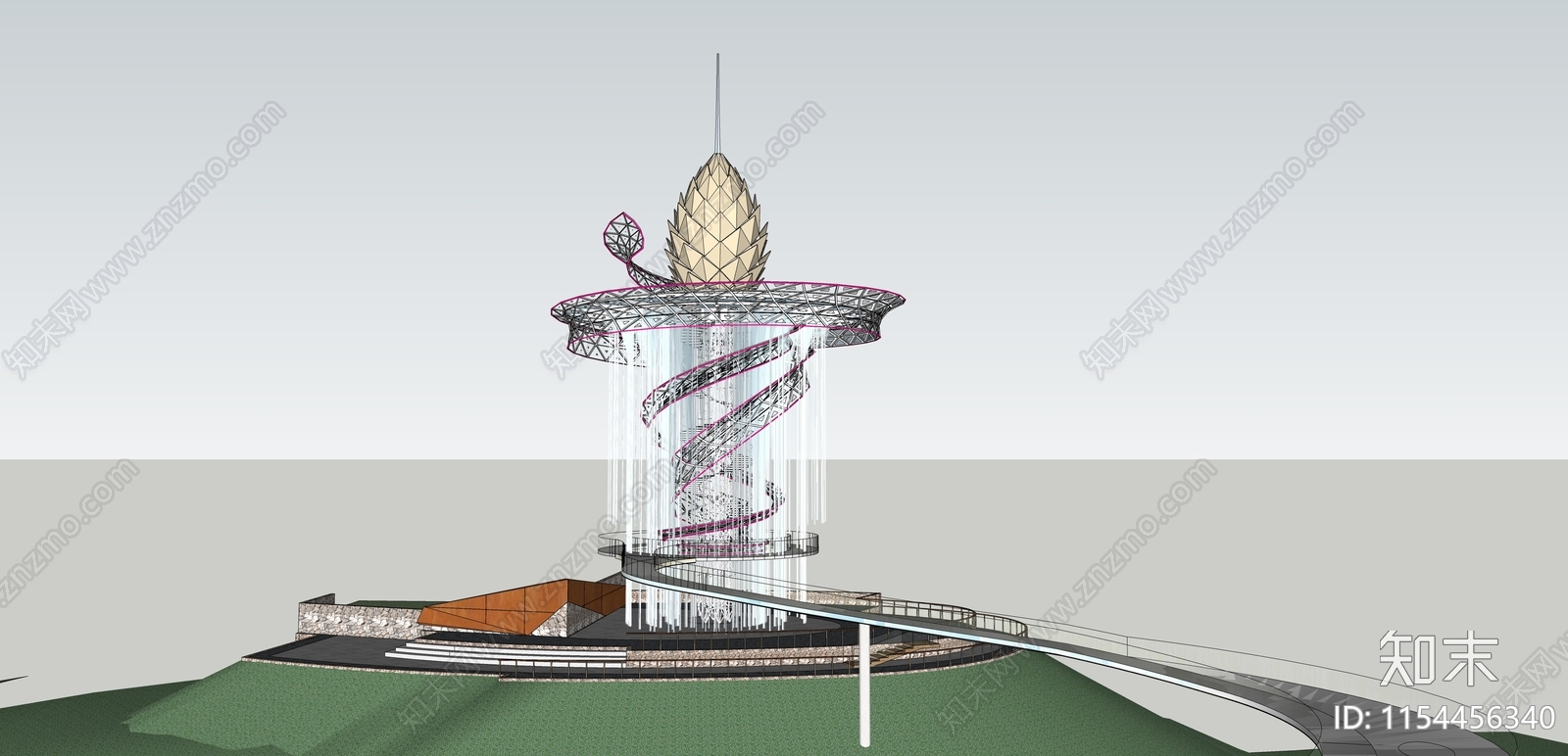 现代观景塔SU模型下载【ID:1154456340】