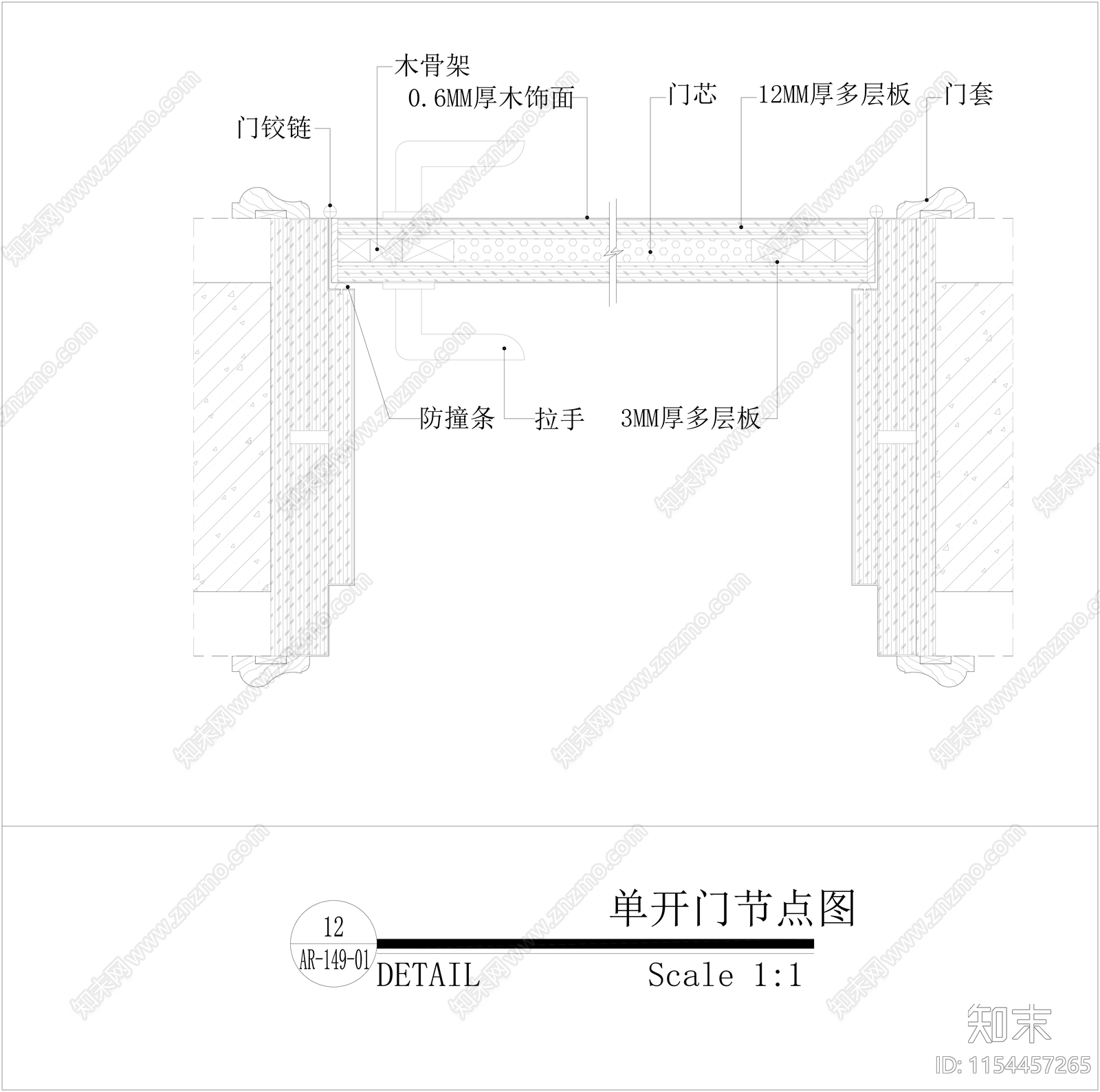 门工艺通用节点大样图cad施工图下载【ID:1154457265】