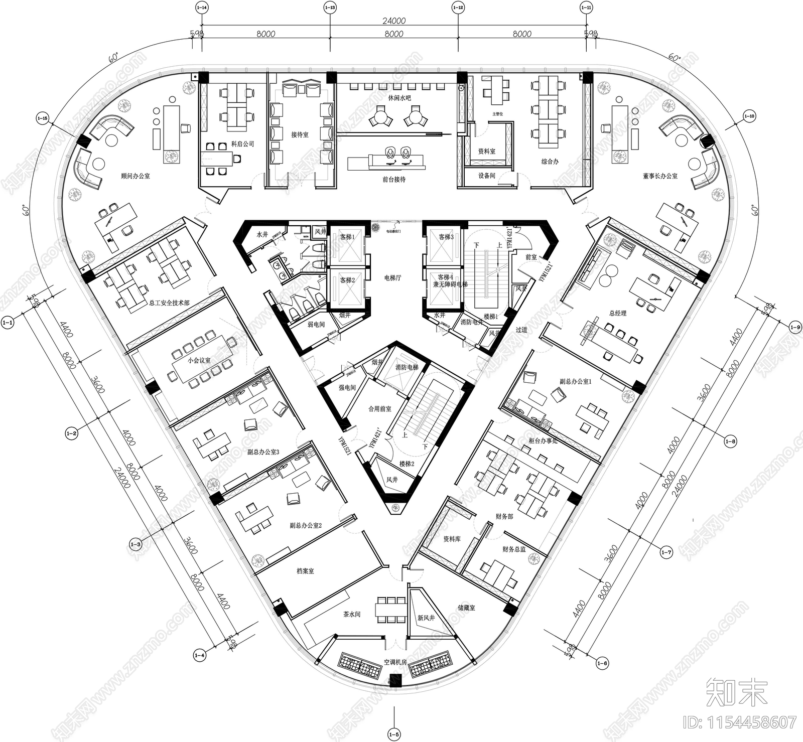 钻石型建筑工程办公室平面图施工图下载【ID:1154458607】