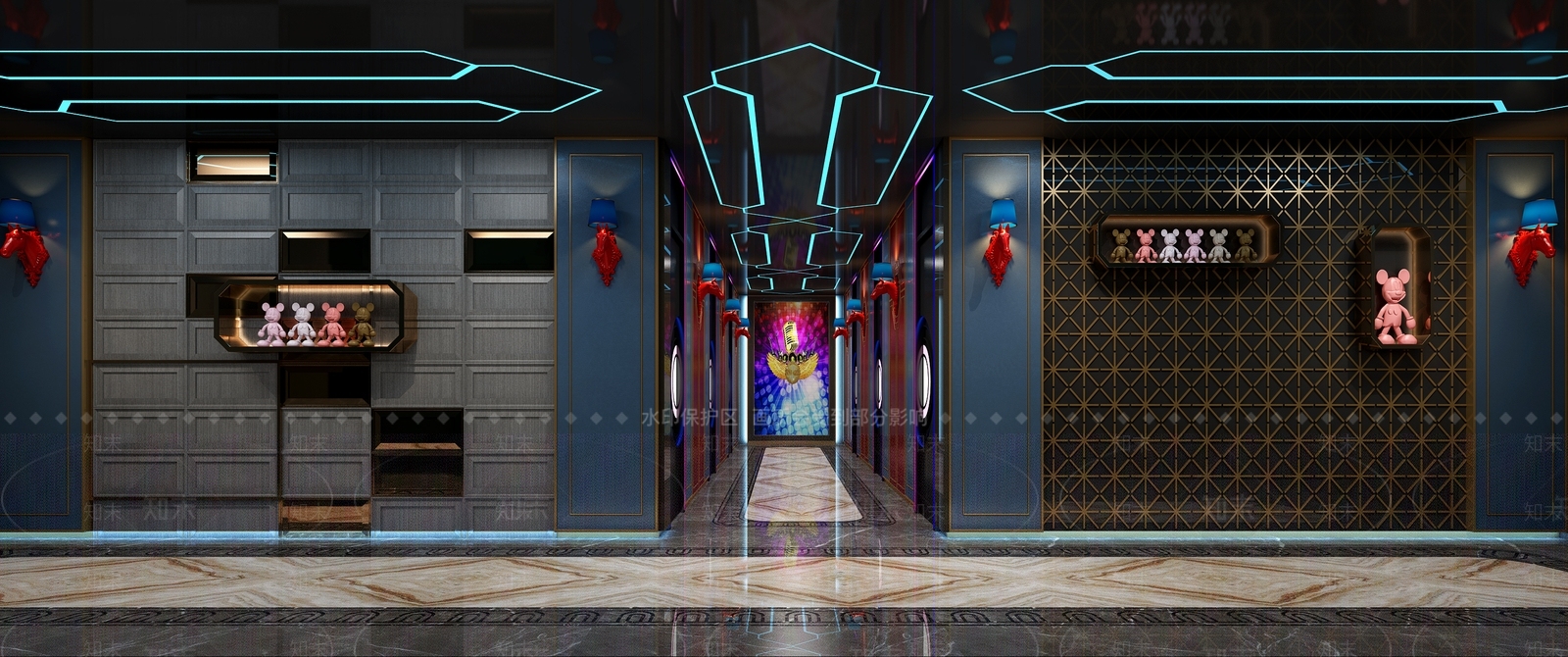 现代KTV走廊3D模型下载【ID:1154463407】