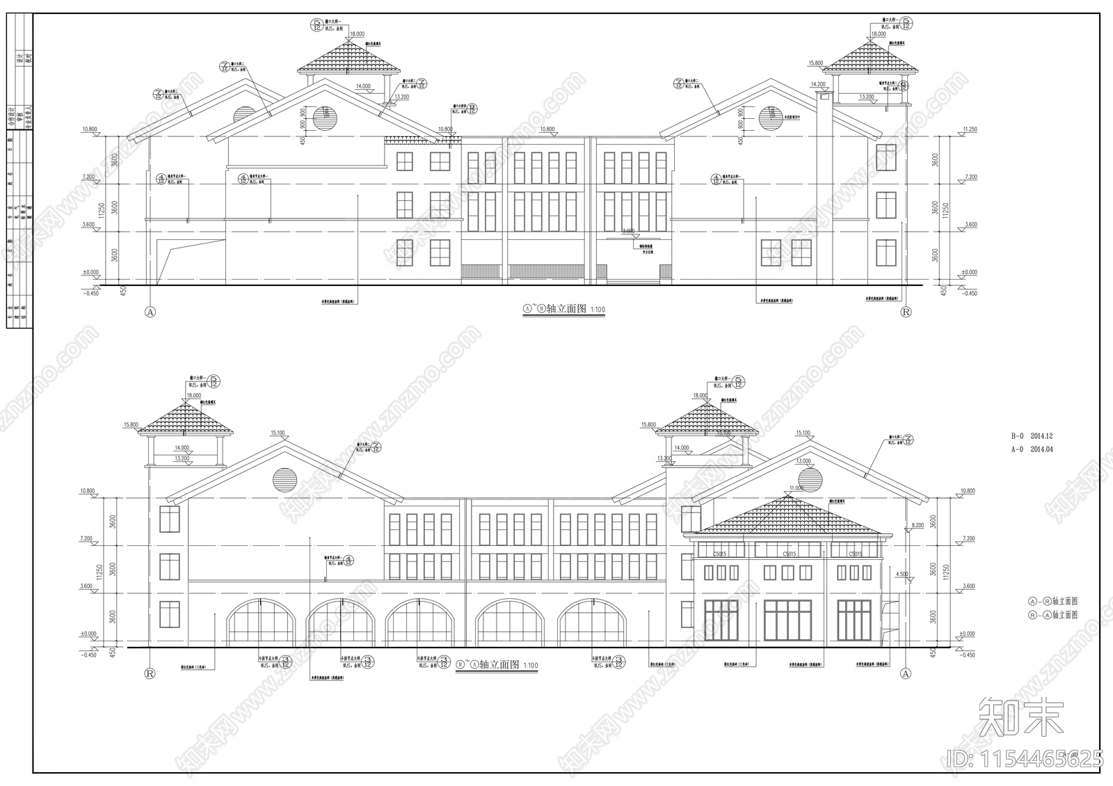 大型现代风格中英双语幼儿园cad施工图下载【ID:1154465625】