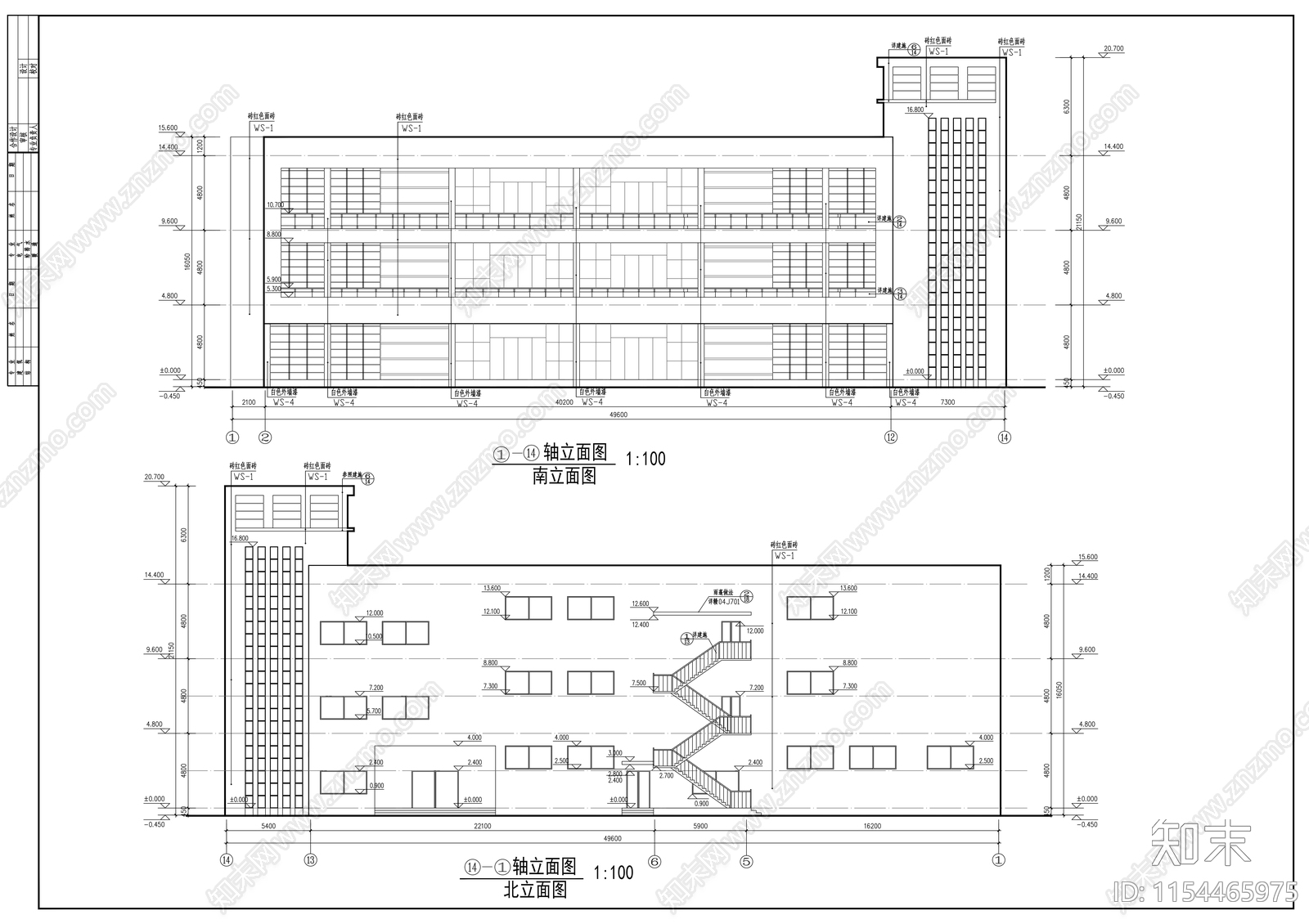 大学食堂建筑cad施工图下载【ID:1154465975】