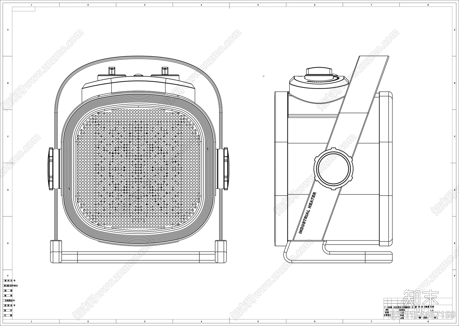 工业取暖器线稿图设计cad施工图下载【ID:1154467159】