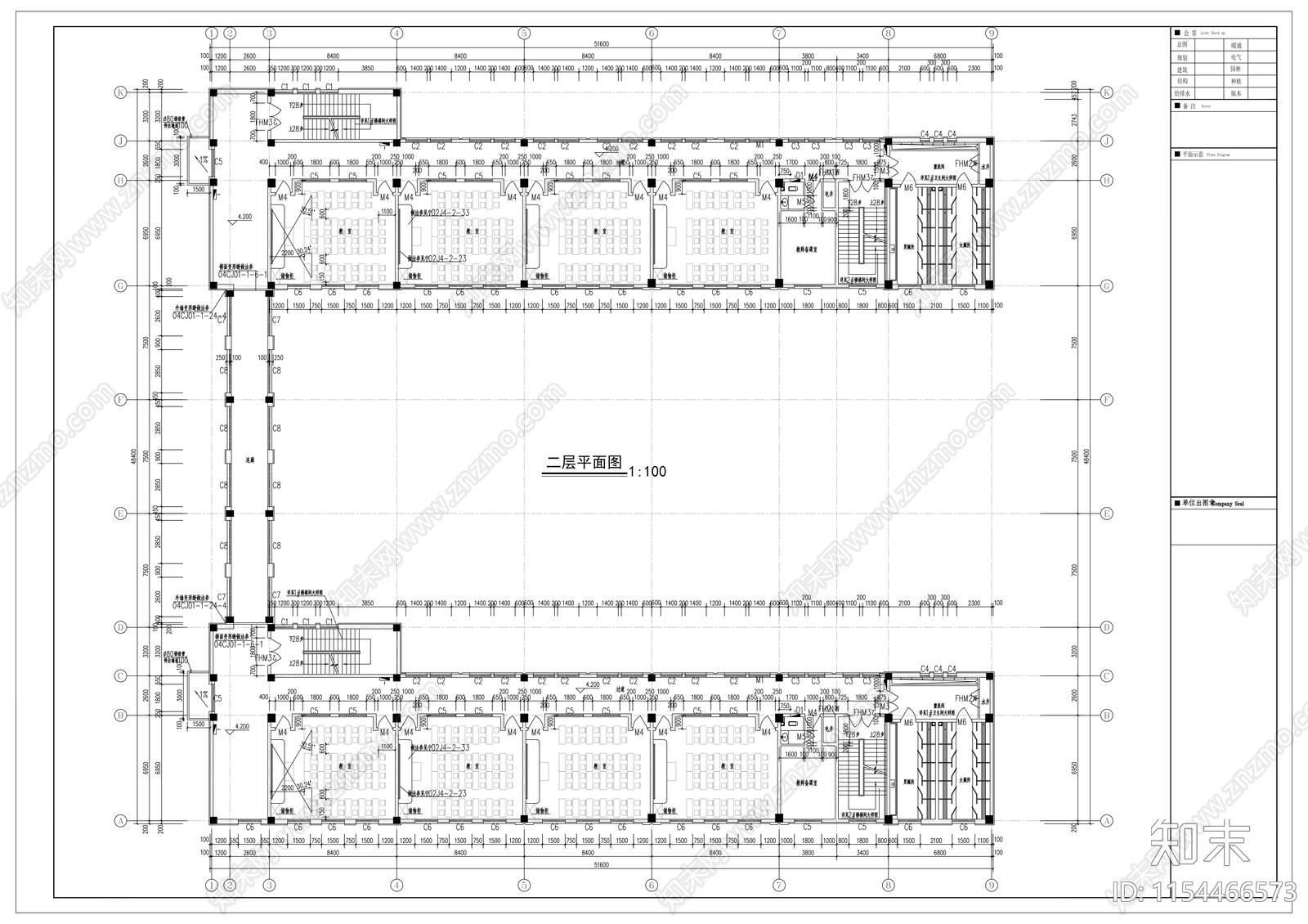 经典学院风格中学教学楼建筑cad施工图下载【ID:1154466573】