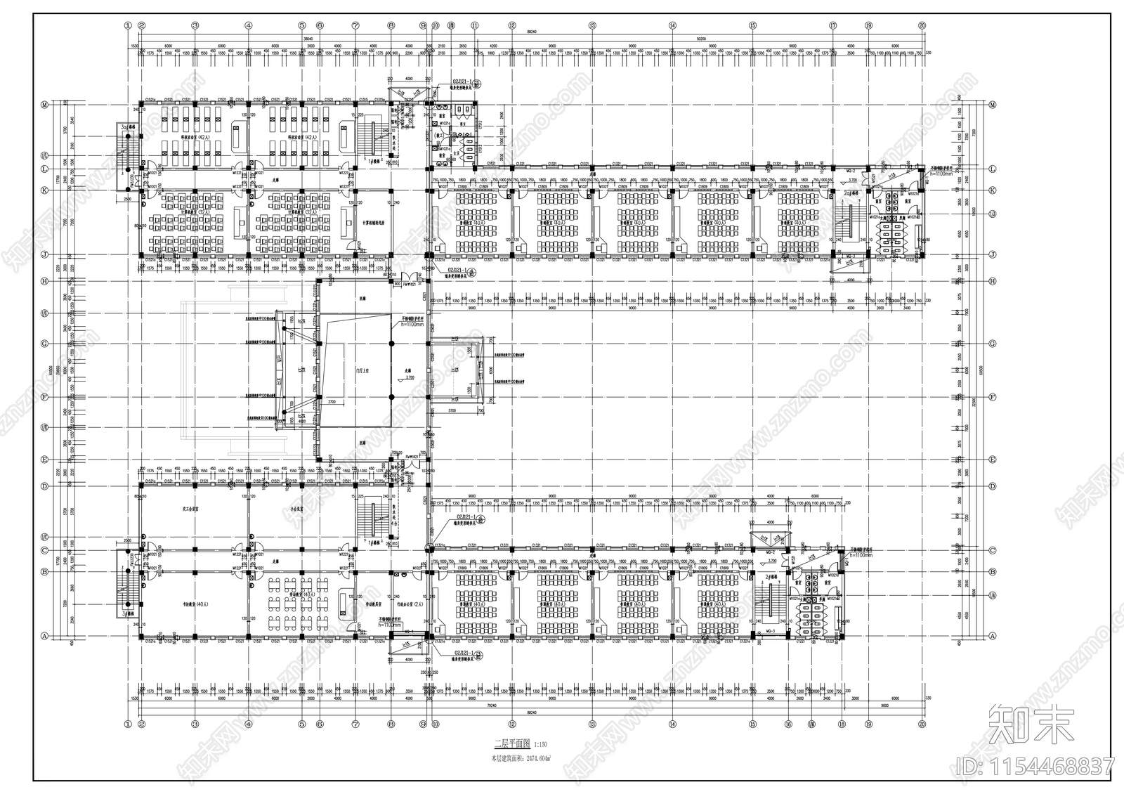 小学四层欧式教学楼cad施工图下载【ID:1154468837】