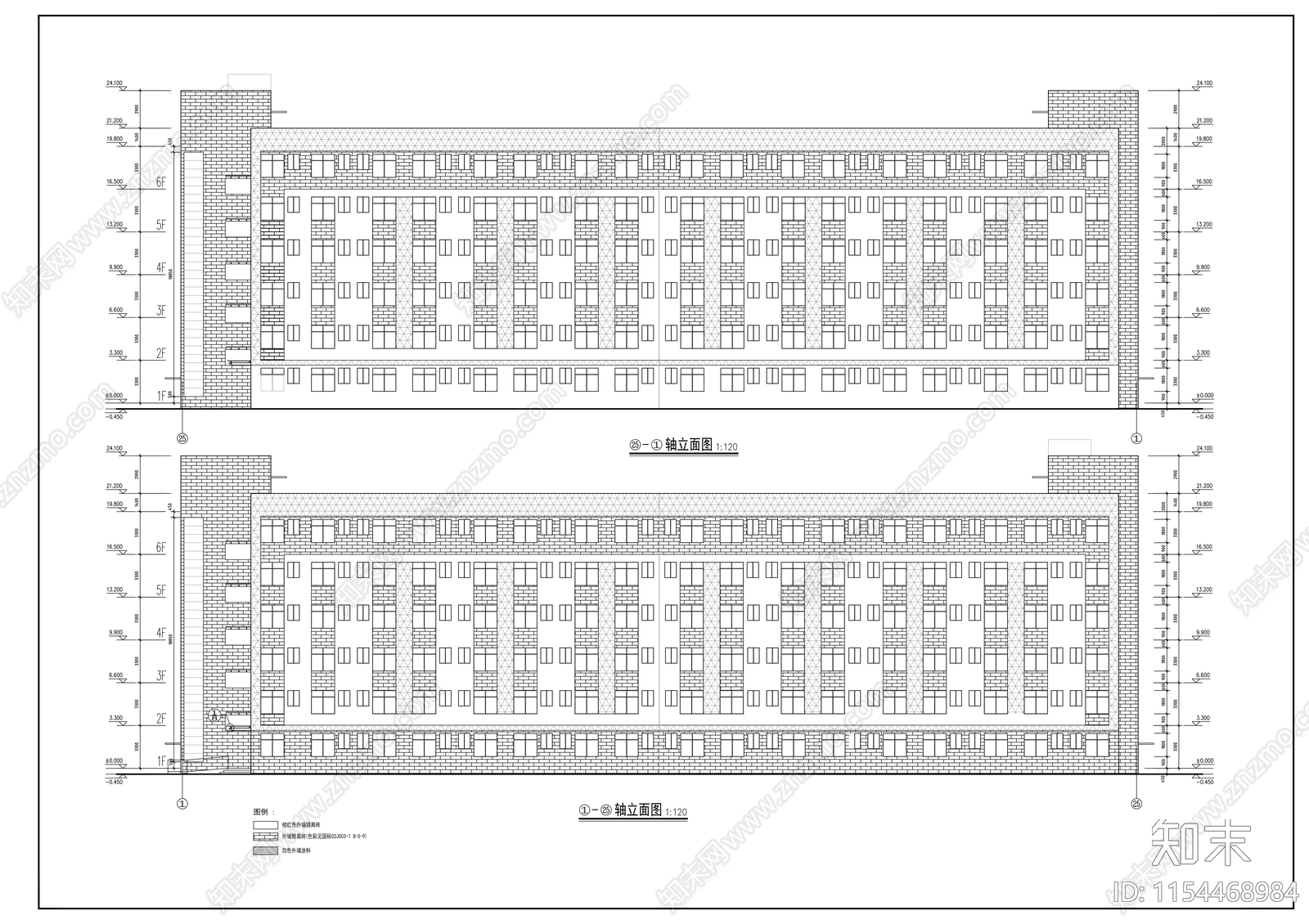 宿舍楼建筑cad施工图下载【ID:1154468984】