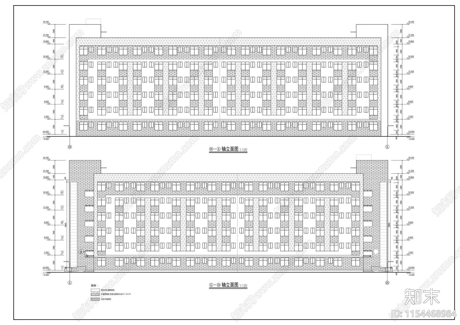 宿舍楼建筑cad施工图下载【ID:1154468984】