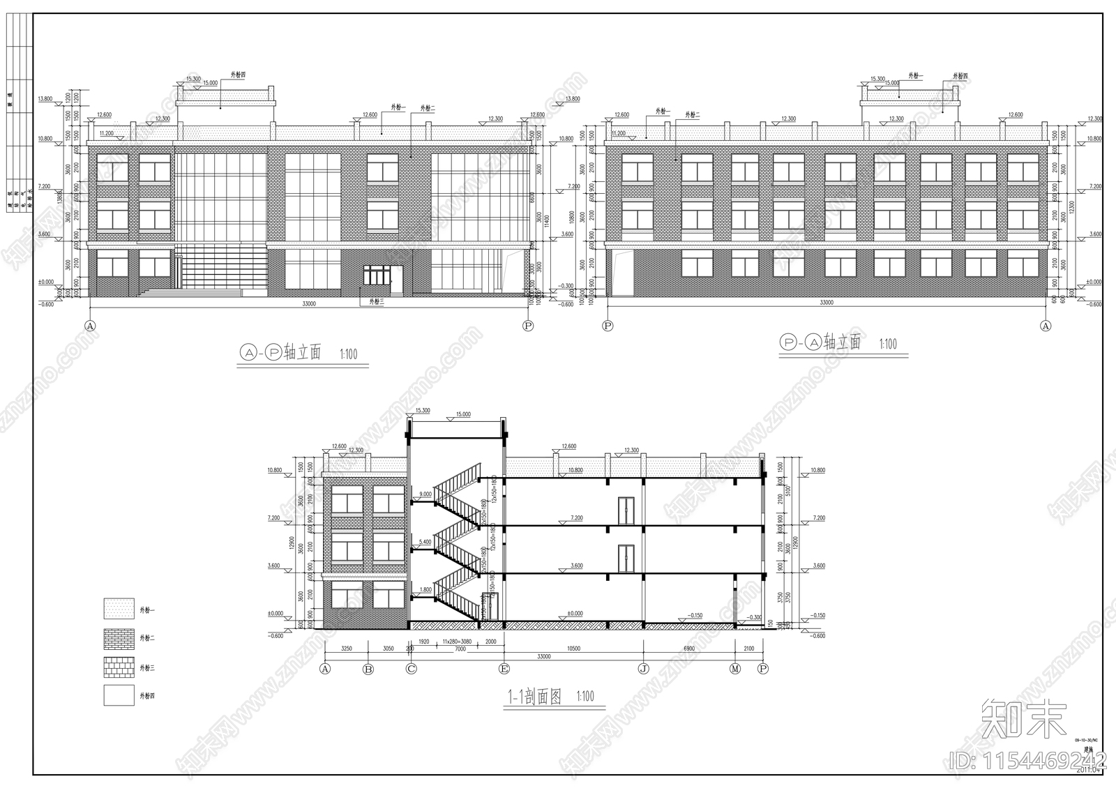 学院三层活动中心建筑扩初图cad施工图下载【ID:1154469242】