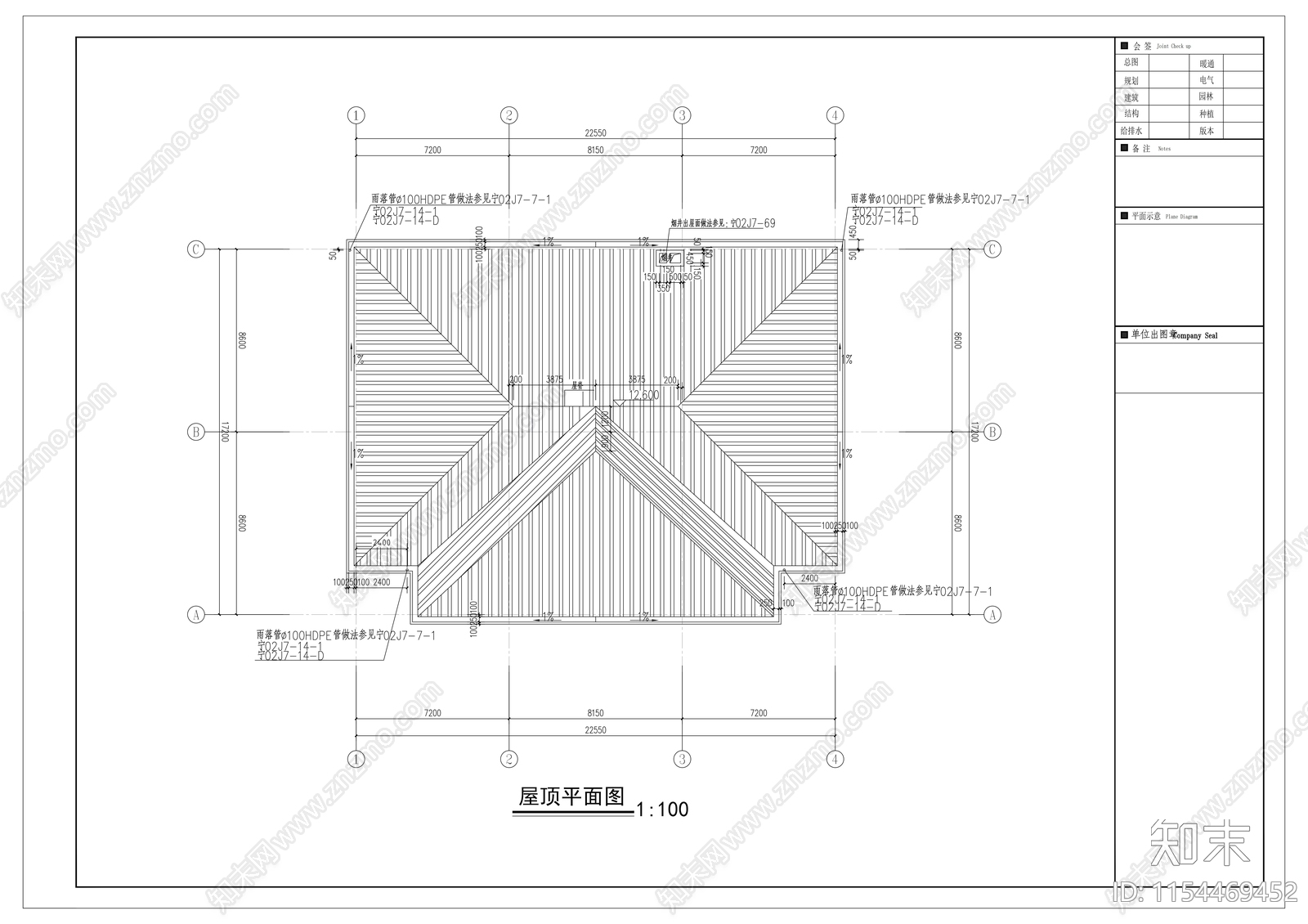 中学食堂建筑cad施工图下载【ID:1154469452】