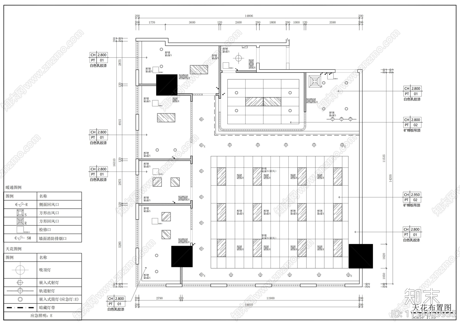 现代办公室cad施工图下载【ID:1154469933】