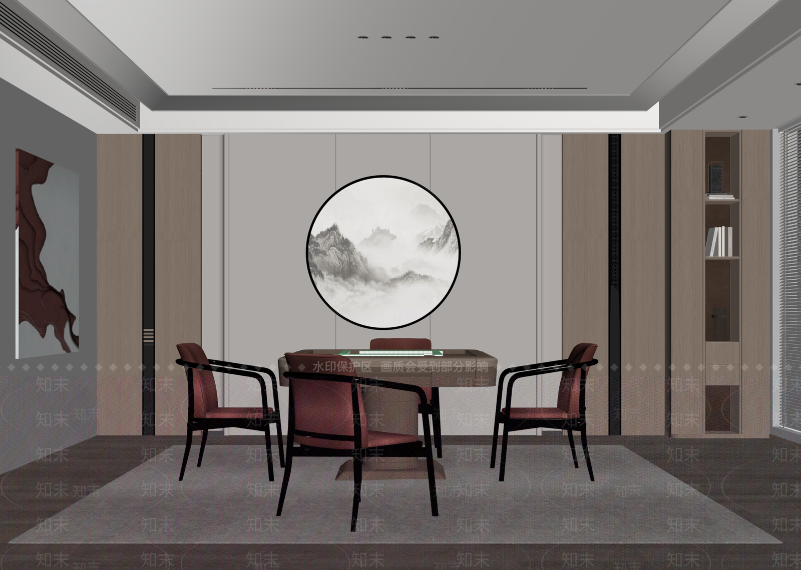 新中式棋牌室SU模型下载【ID:1154470353】