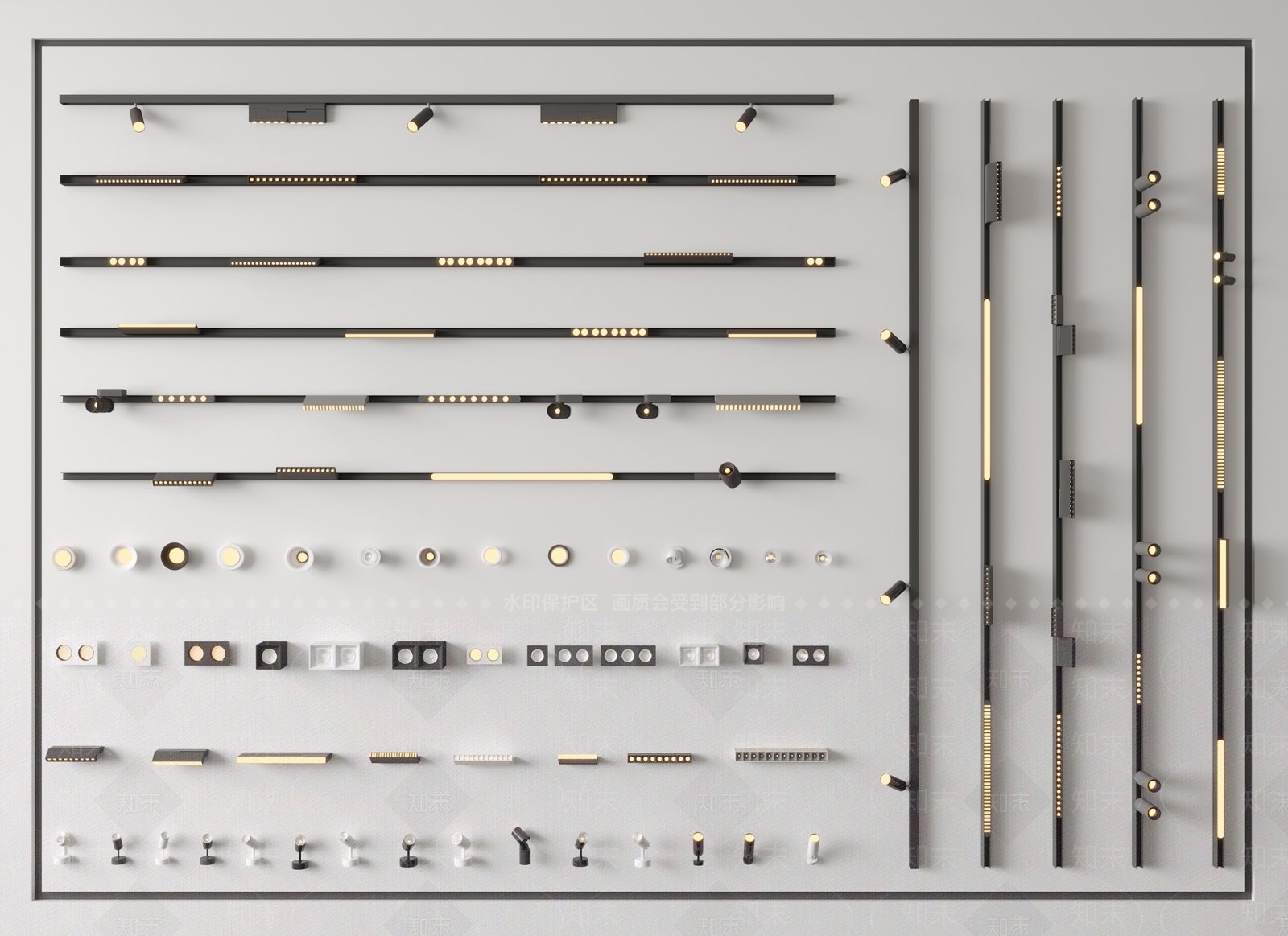 现代轨道射灯3D模型下载【ID:1154471272】