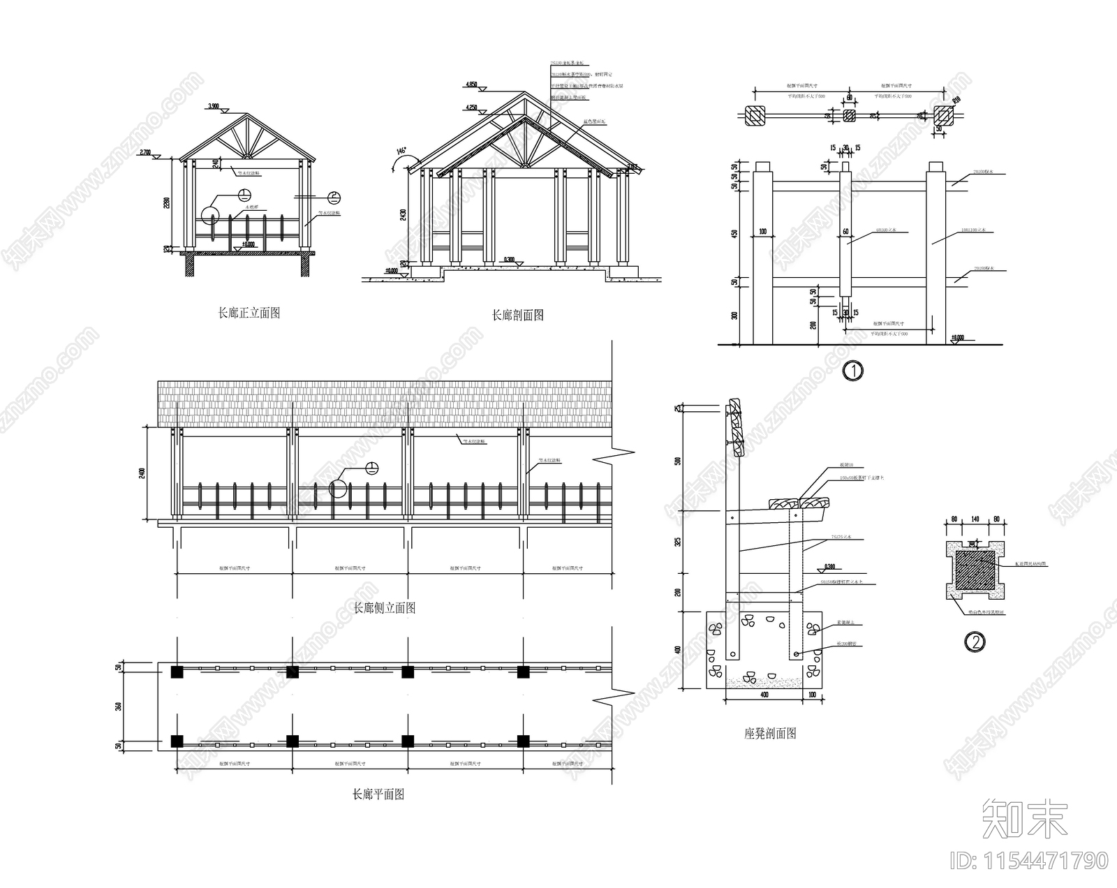 中式廊建筑方案图cad施工图下载【ID:1154471790】