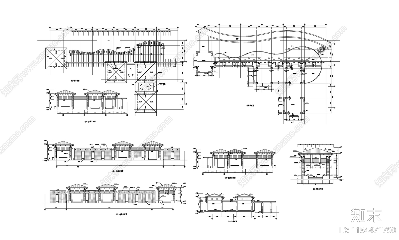 中式廊建筑方案图cad施工图下载【ID:1154471790】