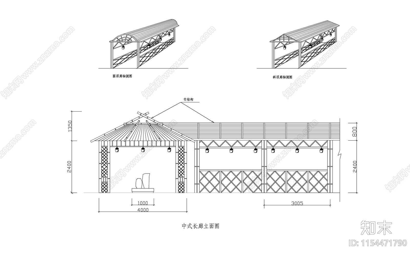 中式廊建筑方案图cad施工图下载【ID:1154471790】