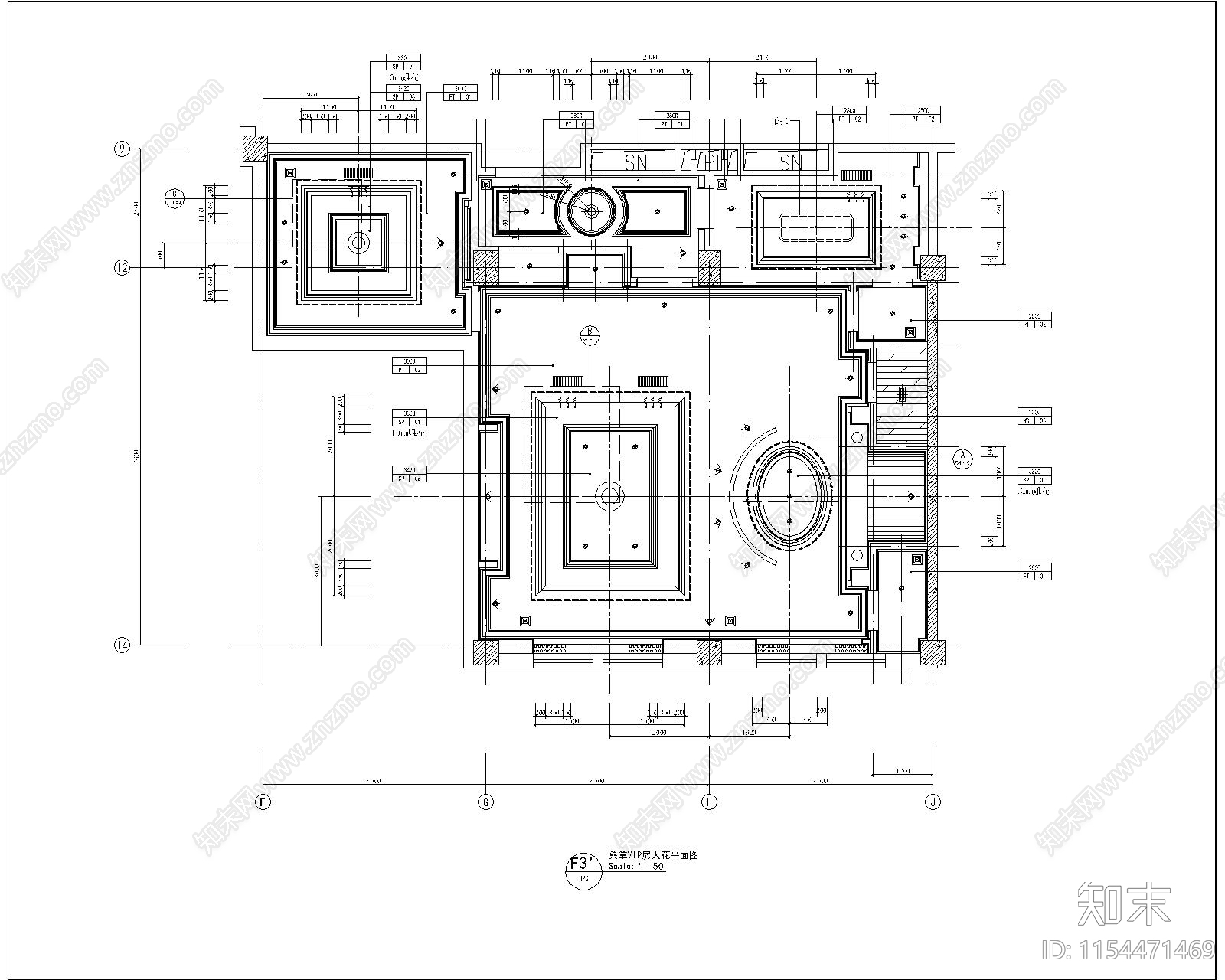 2023年全套高档桑拿室平cad施工图下载【ID:1154471469】