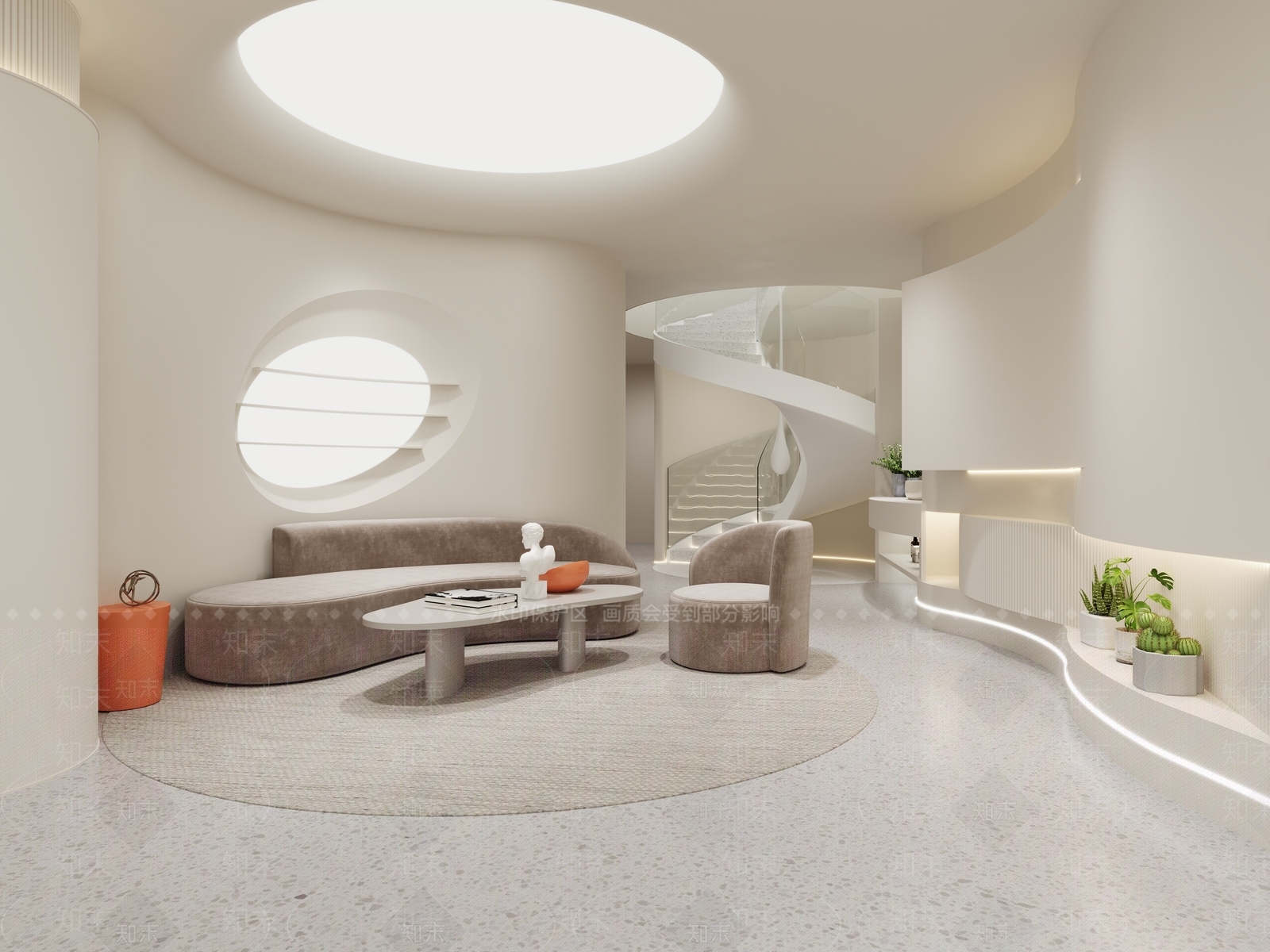 现代奶油培训机构大厅3D模型下载【ID:1154473845】