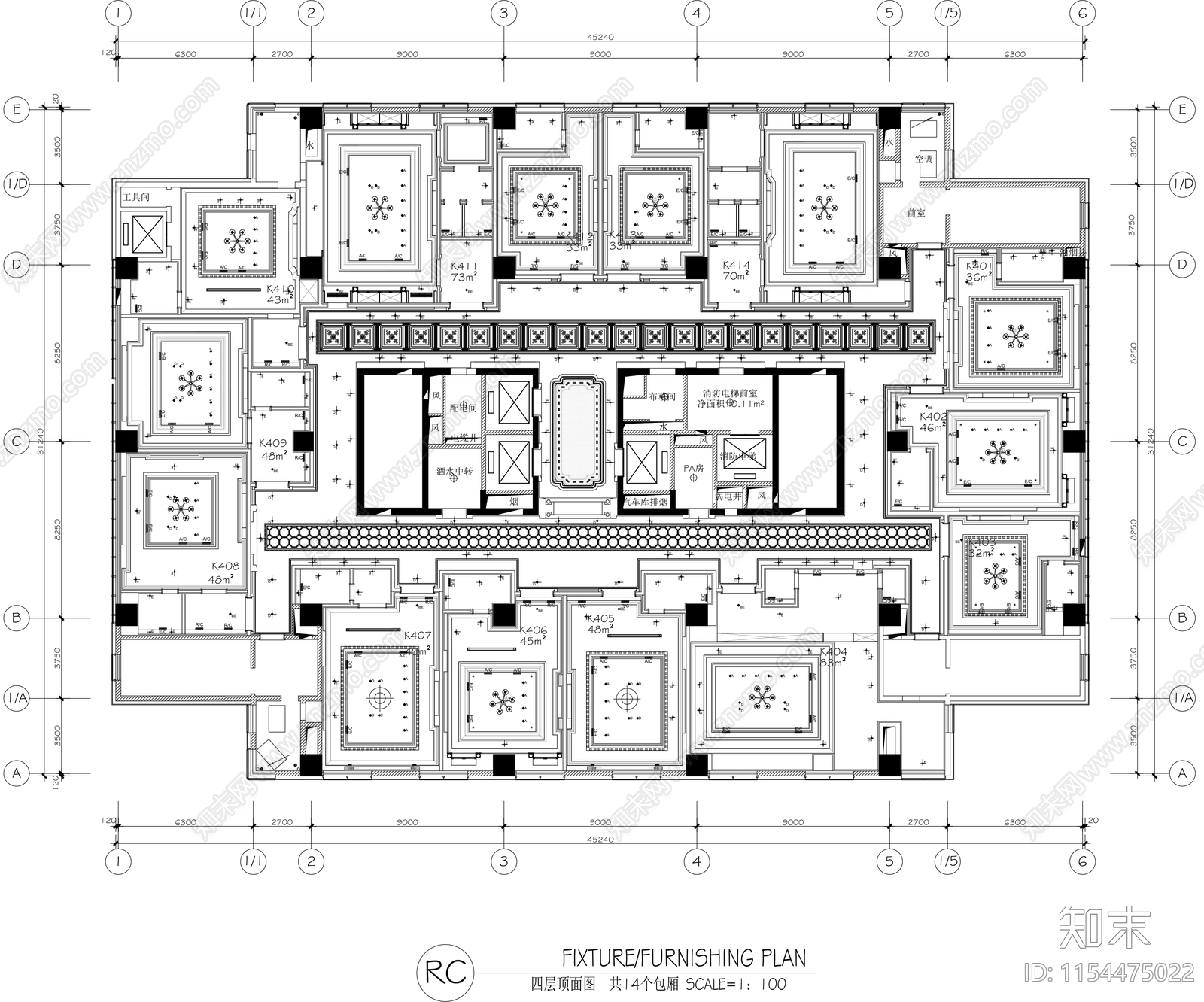 德清君湖国际KTV会所cad施工图下载【ID:1154475022】