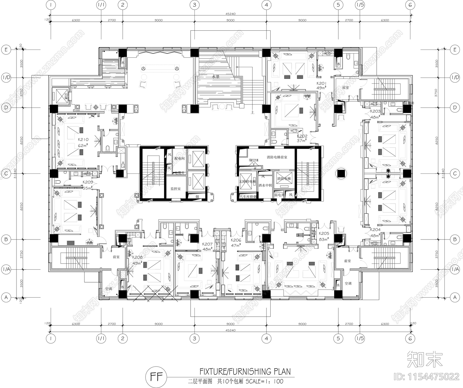 德清君湖国际KTV会所cad施工图下载【ID:1154475022】