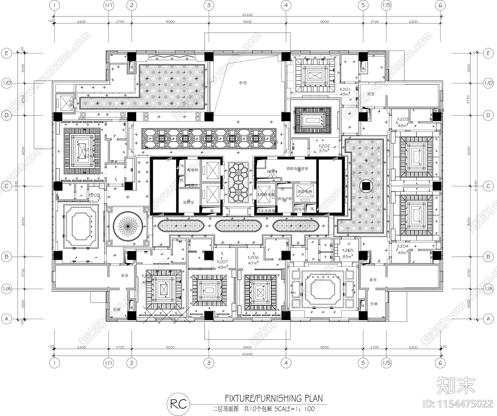 德清君湖国际KTV会所cad施工图下载【ID:1154475022】