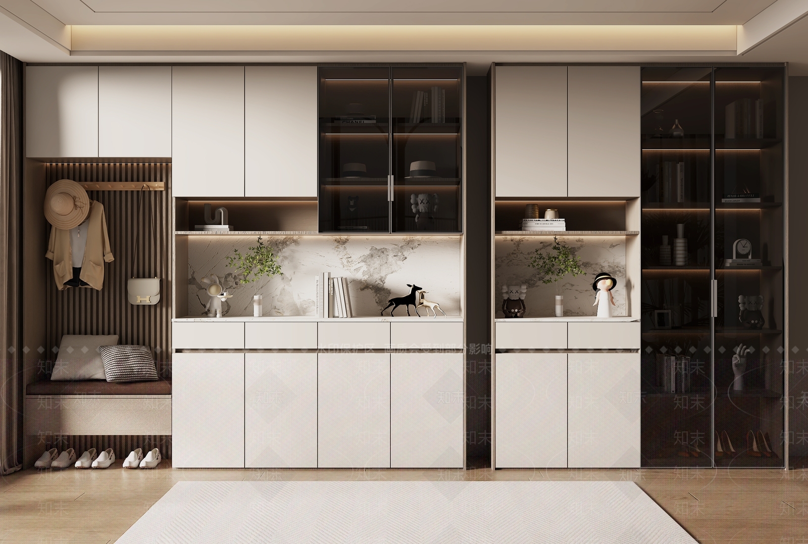 现代轻奢鞋柜3D模型下载【ID:1154476641】