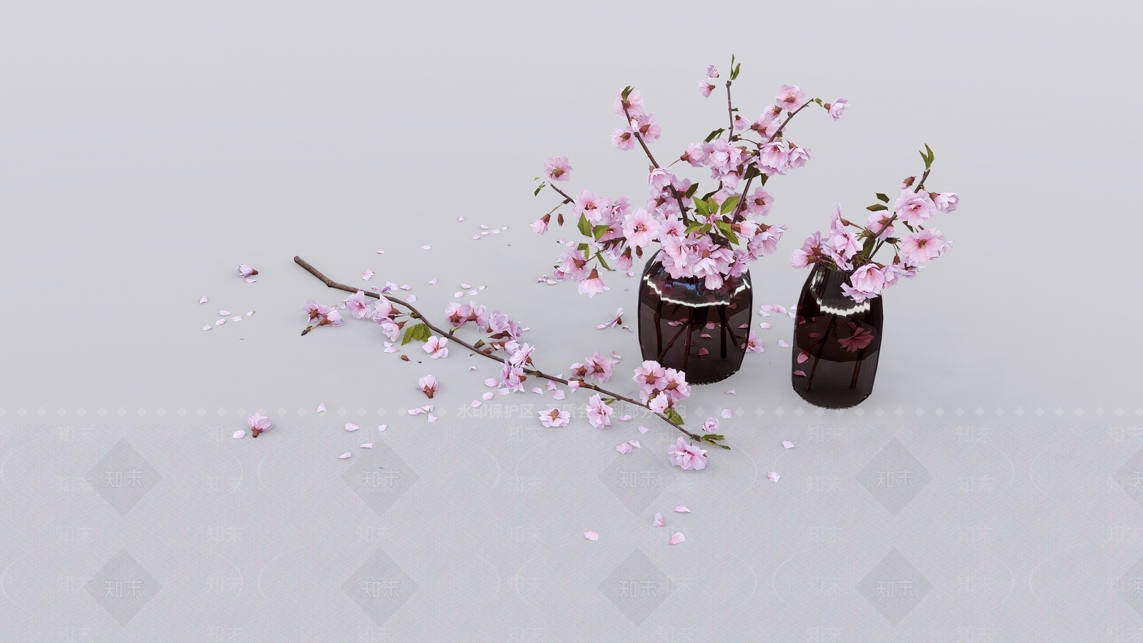 现代桃花插花SU模型下载【ID:1154477097】