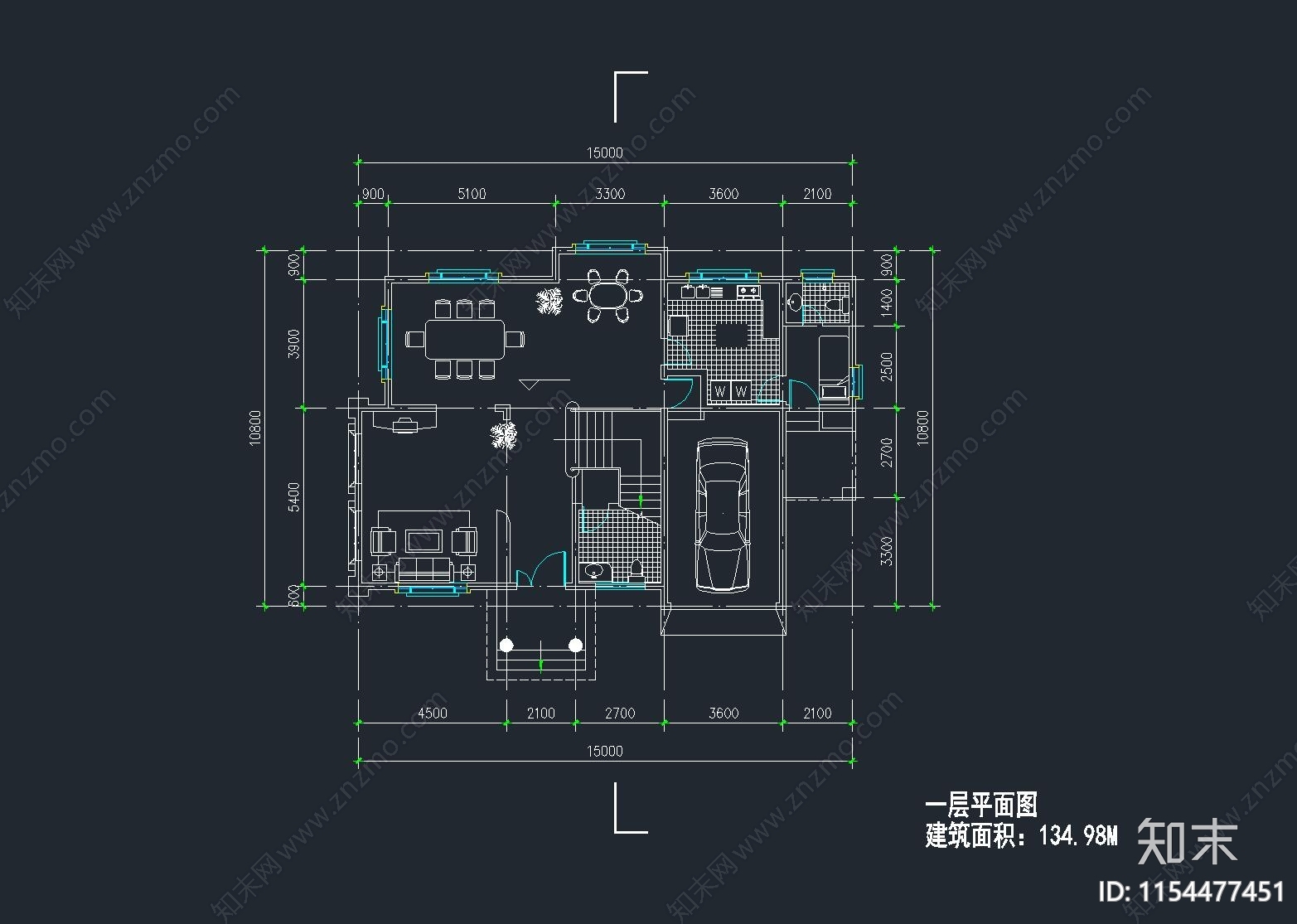 现代简欧两层别墅自建房cad施工图下载【ID:1154477451】