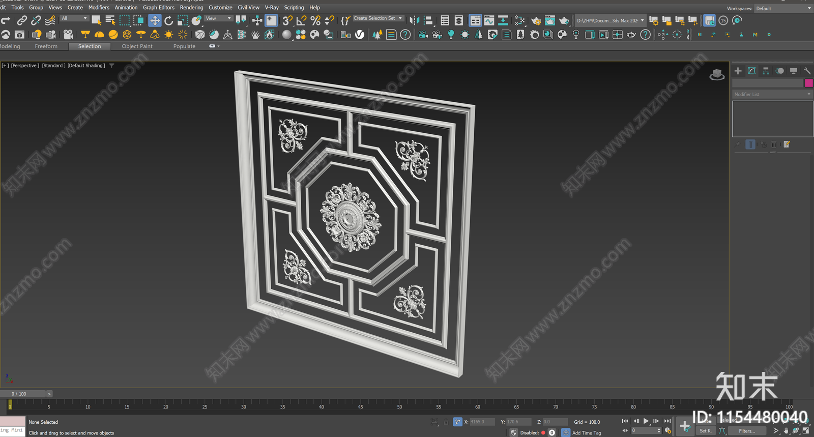 法式雕花吊顶3D模型下载【ID:1154480040】