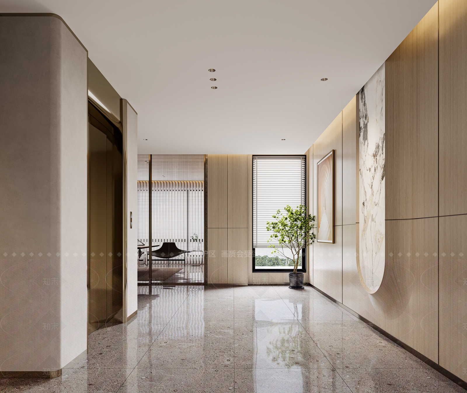 现代电梯间3D模型下载【ID:1154480461】